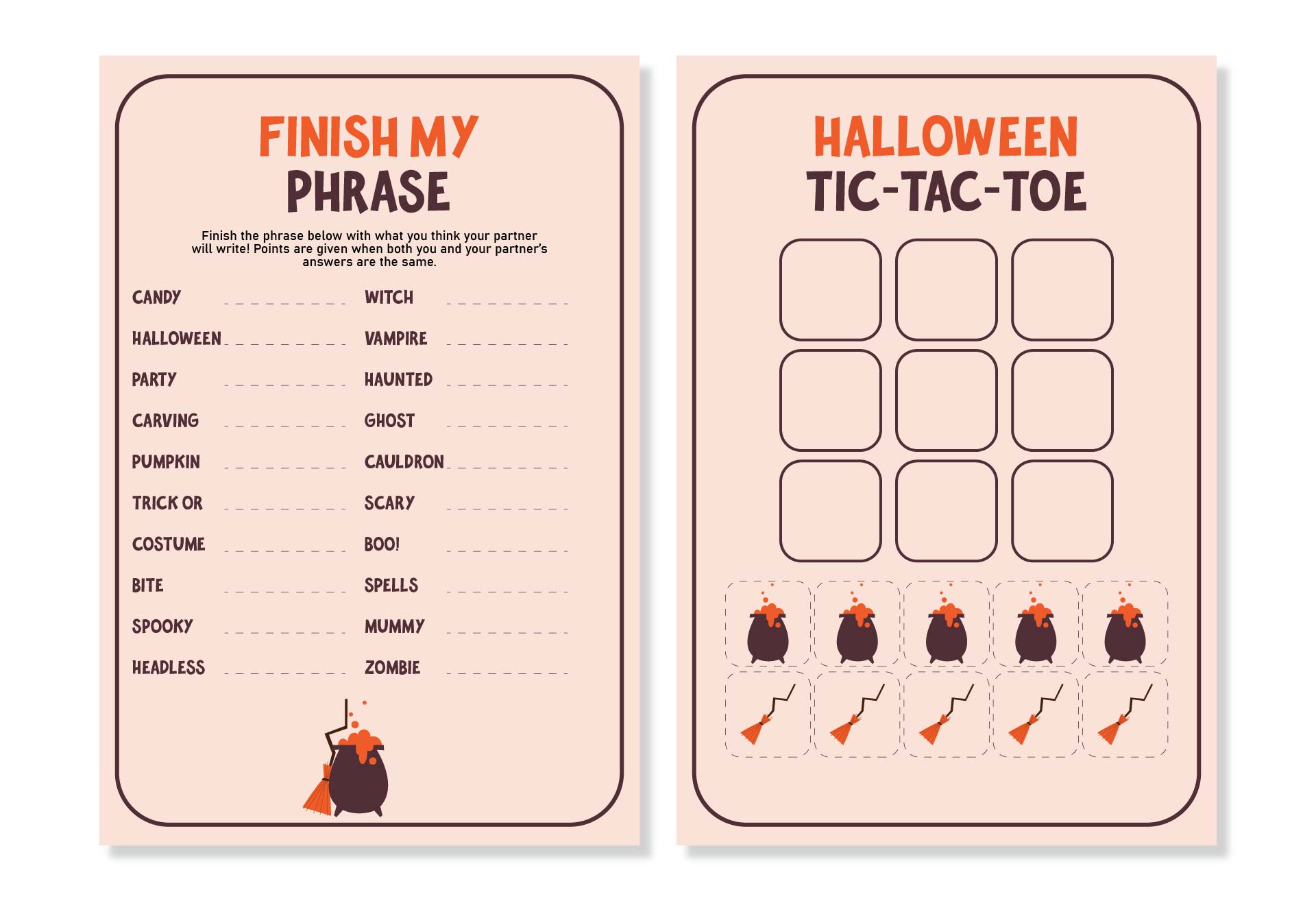 Two Halloween Printable Party Games