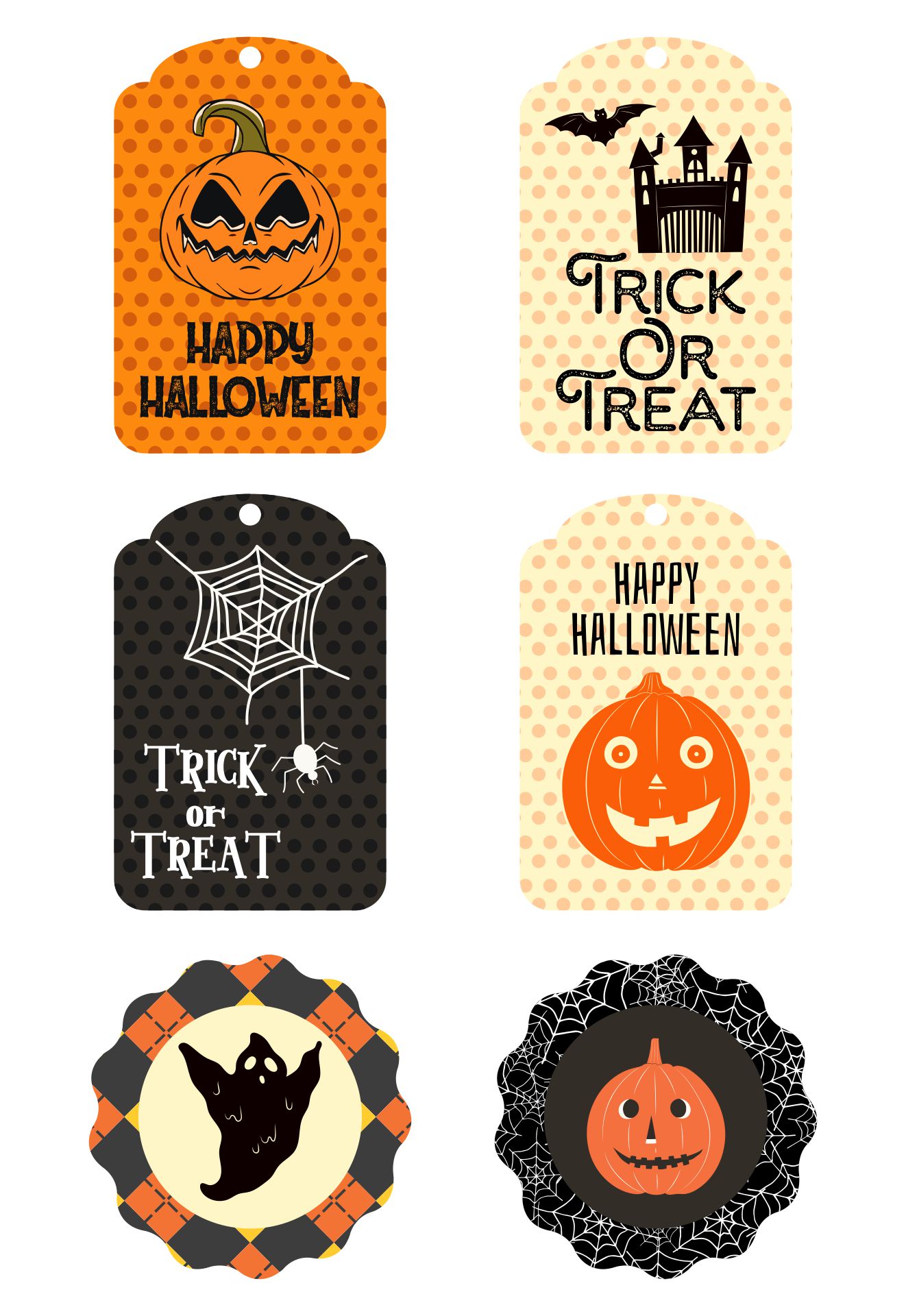 Vintage Happy Halloween Badges And Labels Printable