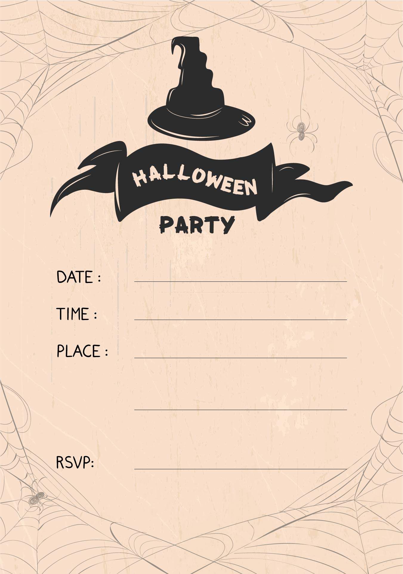 Vintage Witch Halloween Invitation Printable