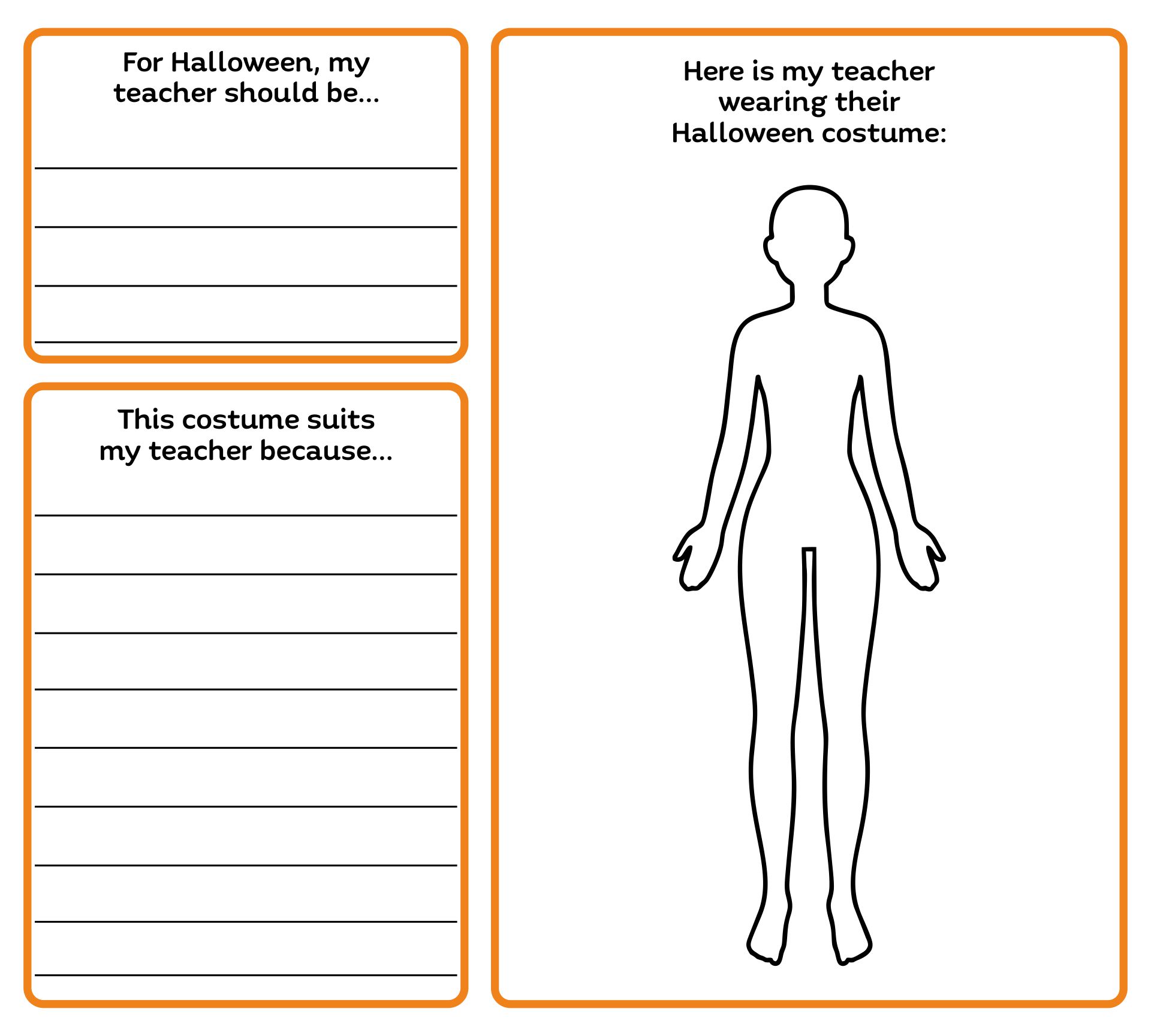 What Should My Teacher Be For Halloween Printable Writing Template