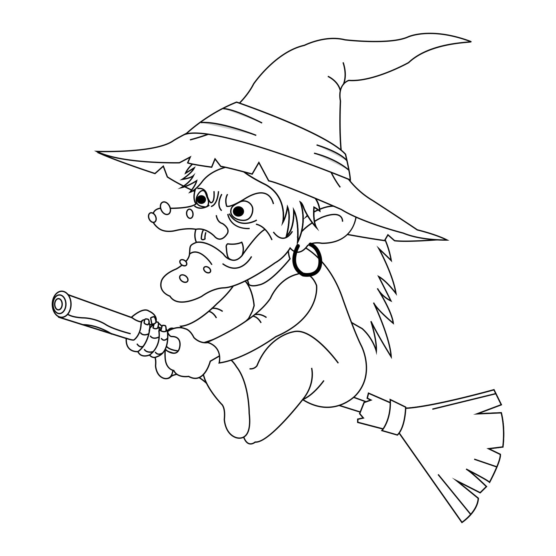 Witch Halloween Coloring Worksheet Printable