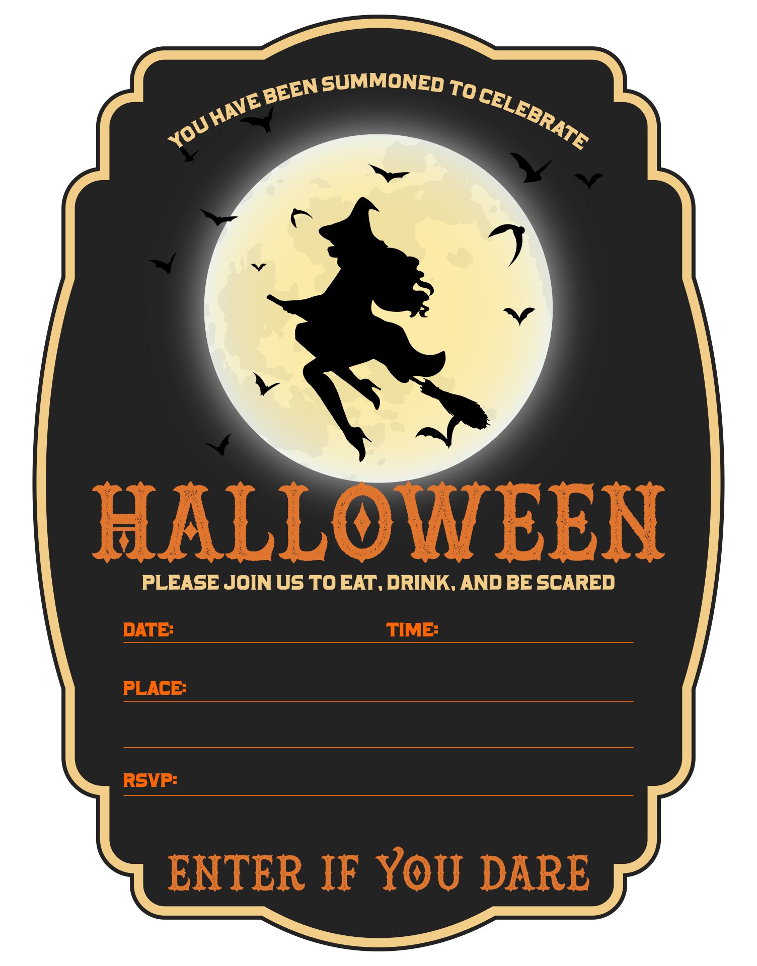 Witch Vintage Halloween Party Invitation Printable