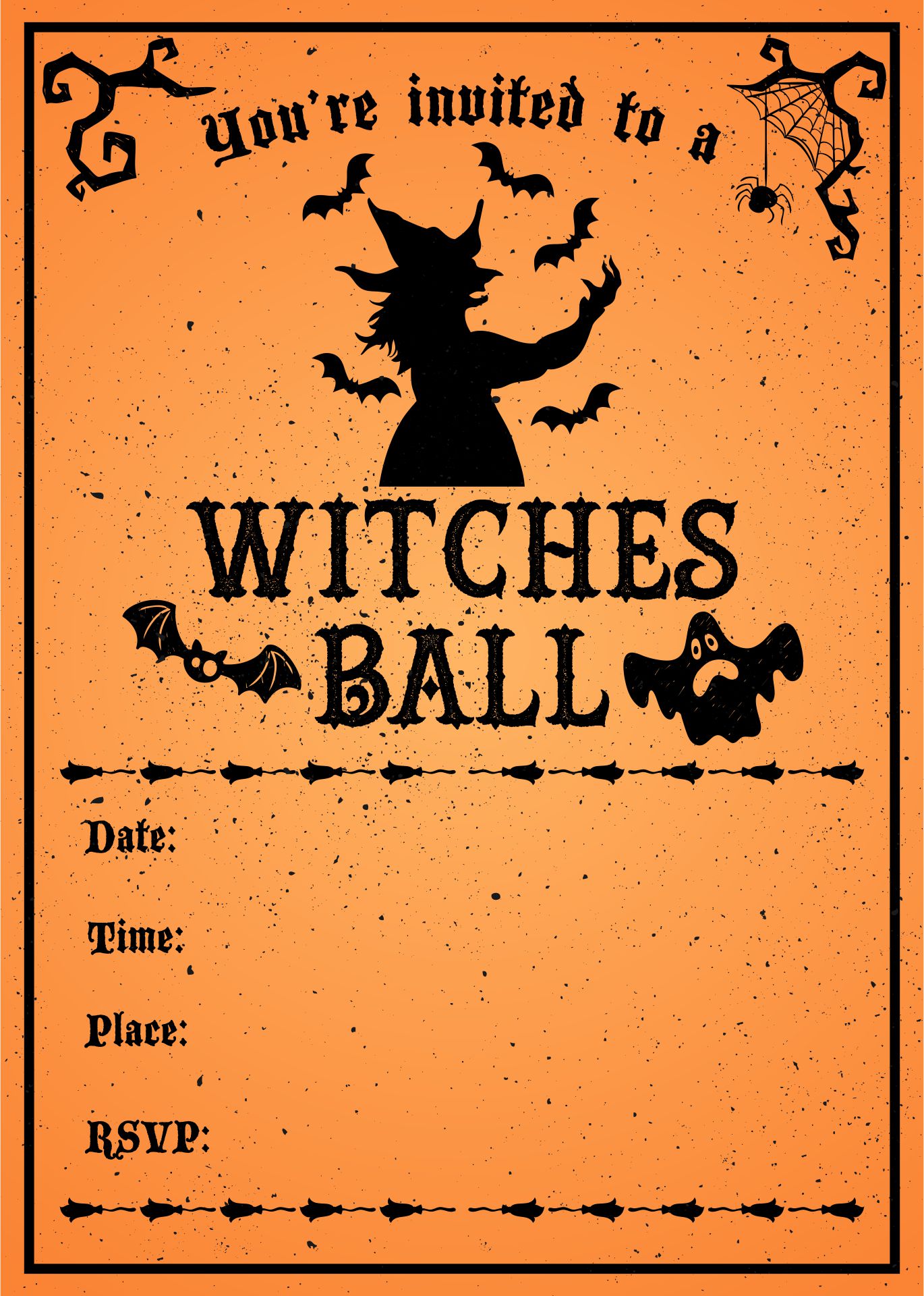 Witches Ball Halloween Invitation Adult Printable Halloween