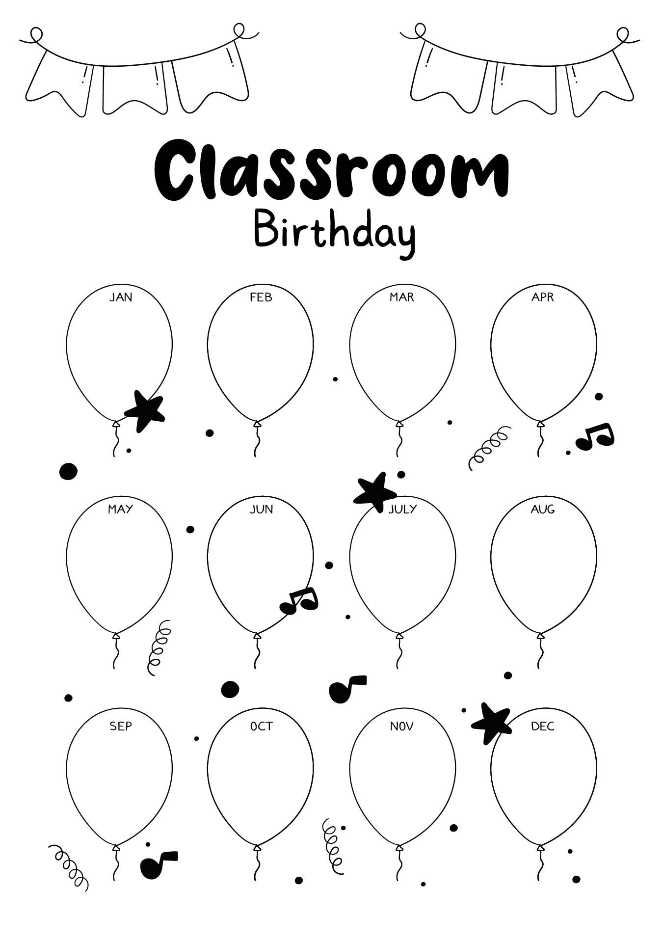 Classroom Birthday Picture Chart Printable