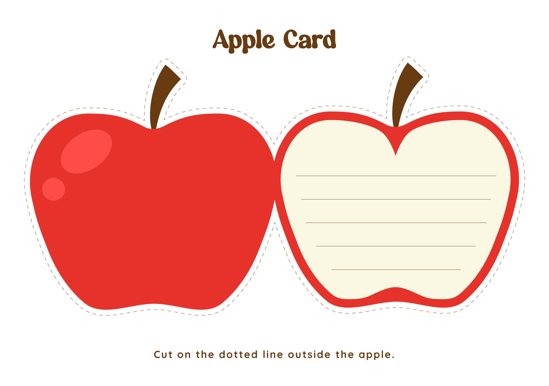 Apple Shaped Card Template Printable