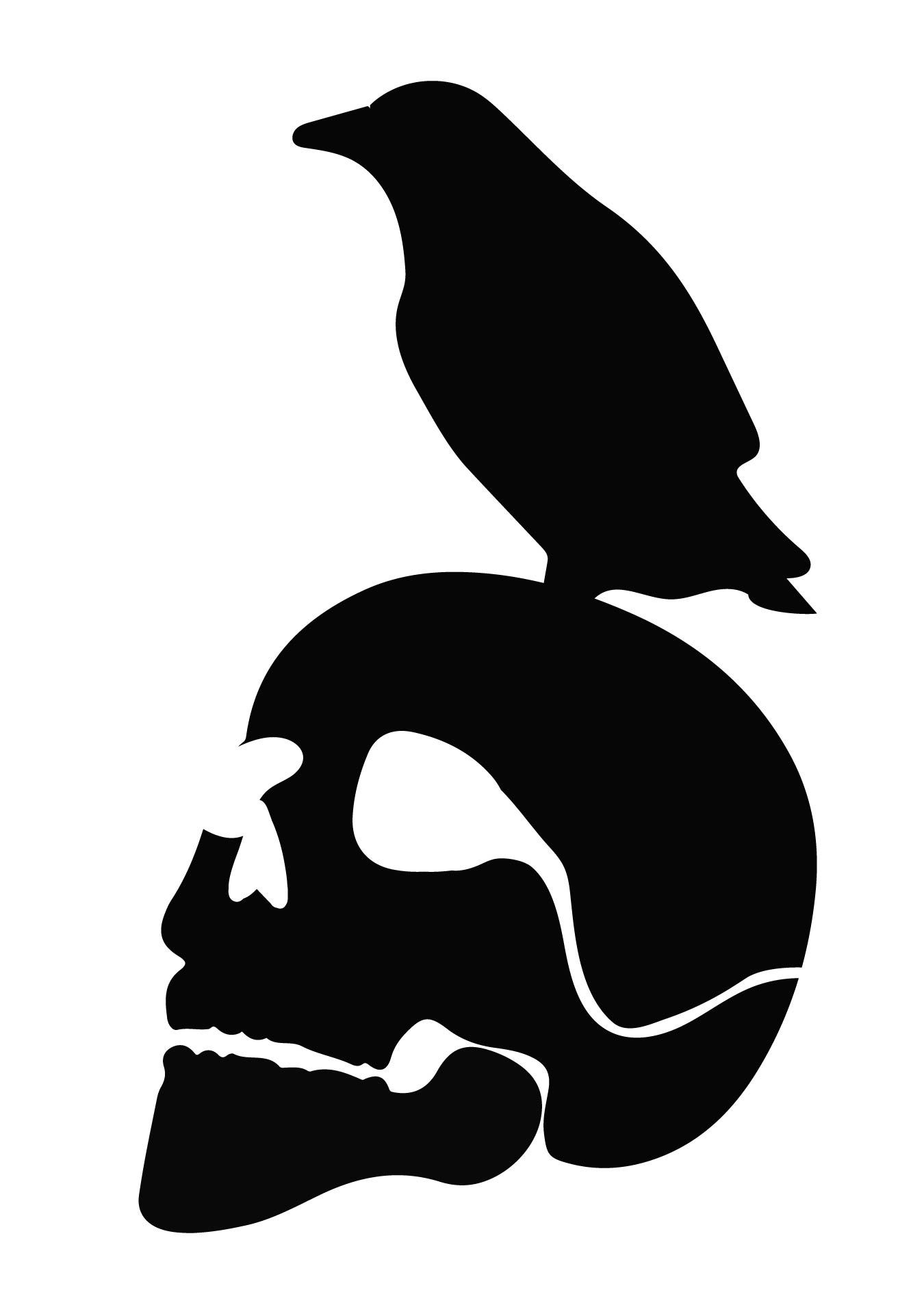 Printable Crow And Skull Pumpkin Stencil