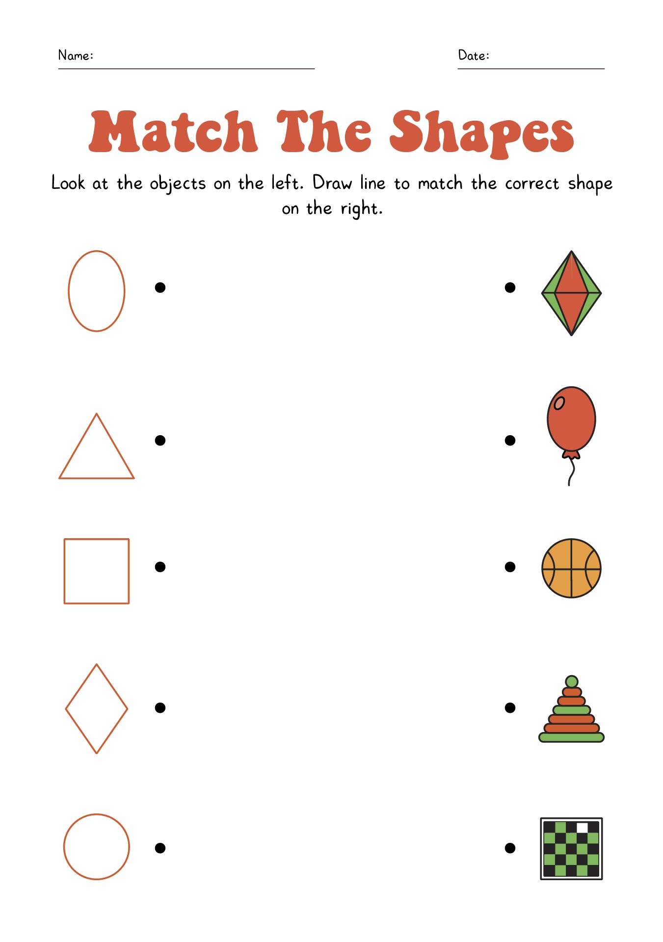 Shapes Matching Worksheets Preschool Printable