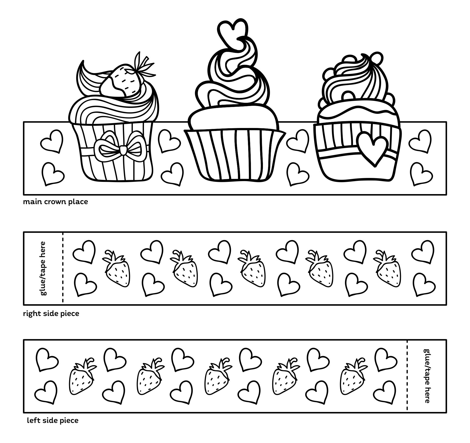 Birthday Cupcake Crown Coloring Printable Preschool Craft