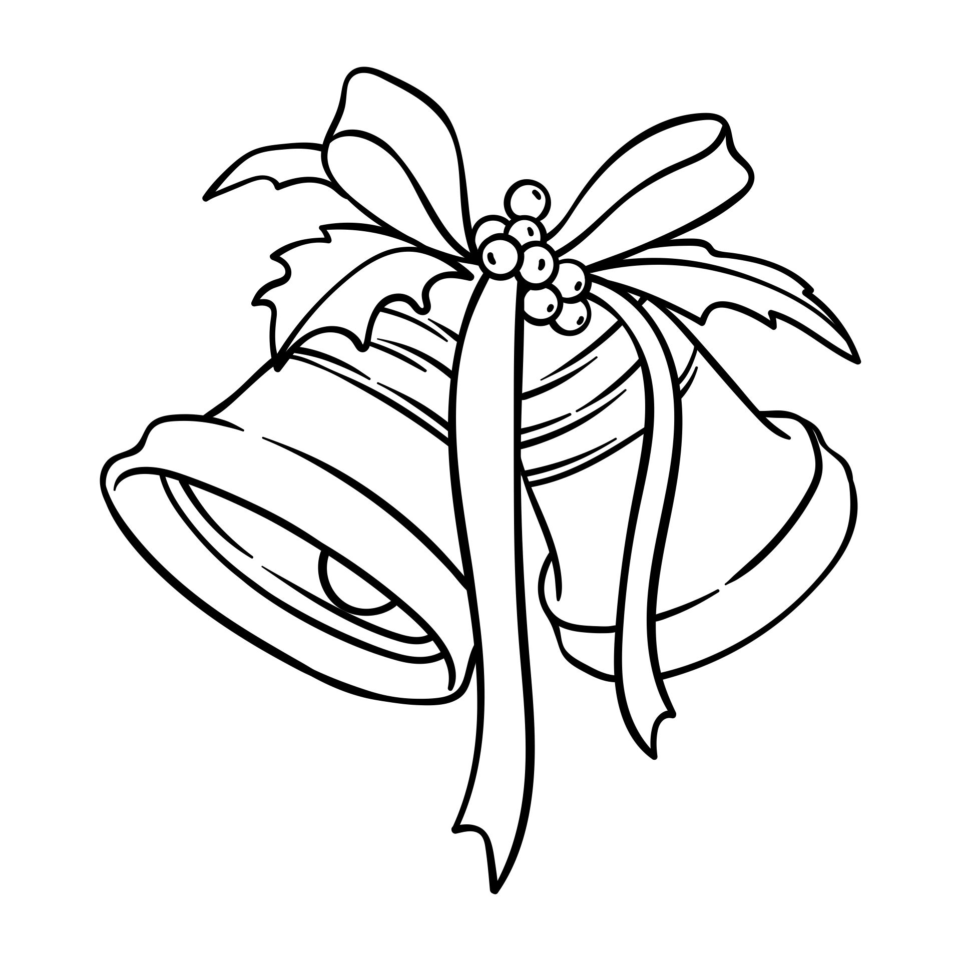 Christmas Bells And Holly Coloring Page Printable