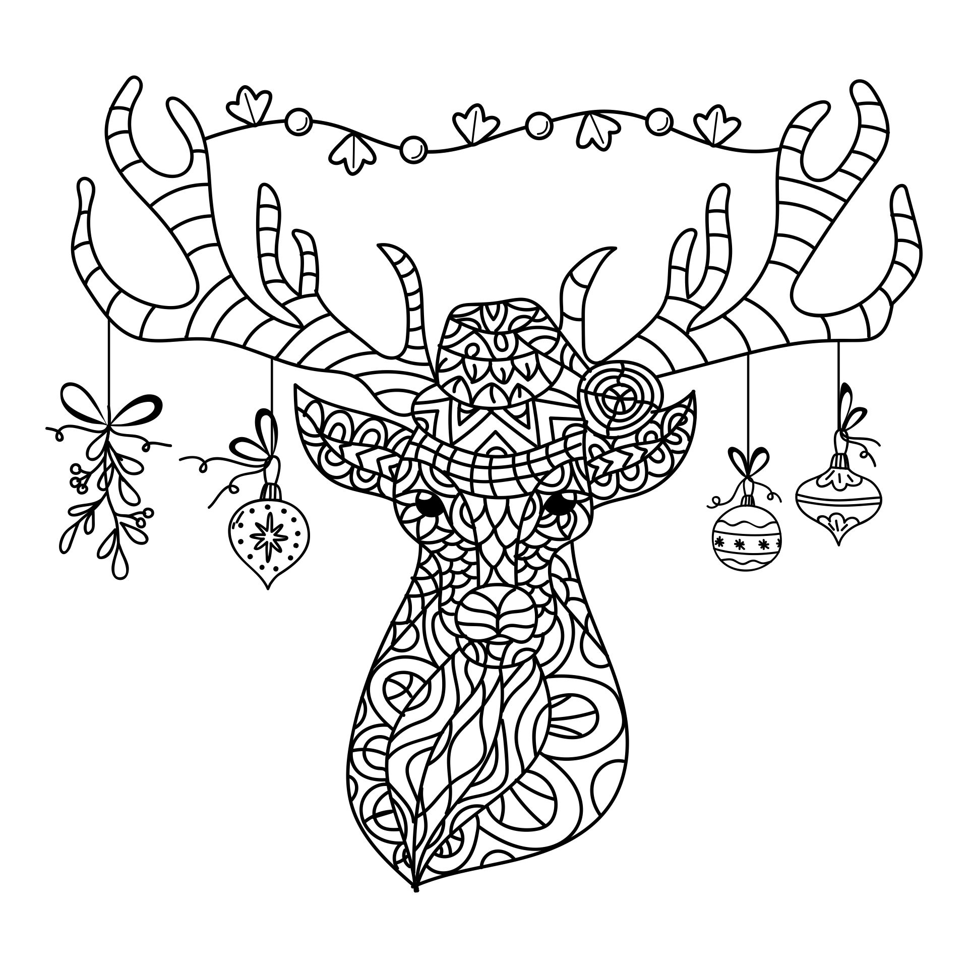 Christmas Reindeer Printable Coloring Pages For Adults