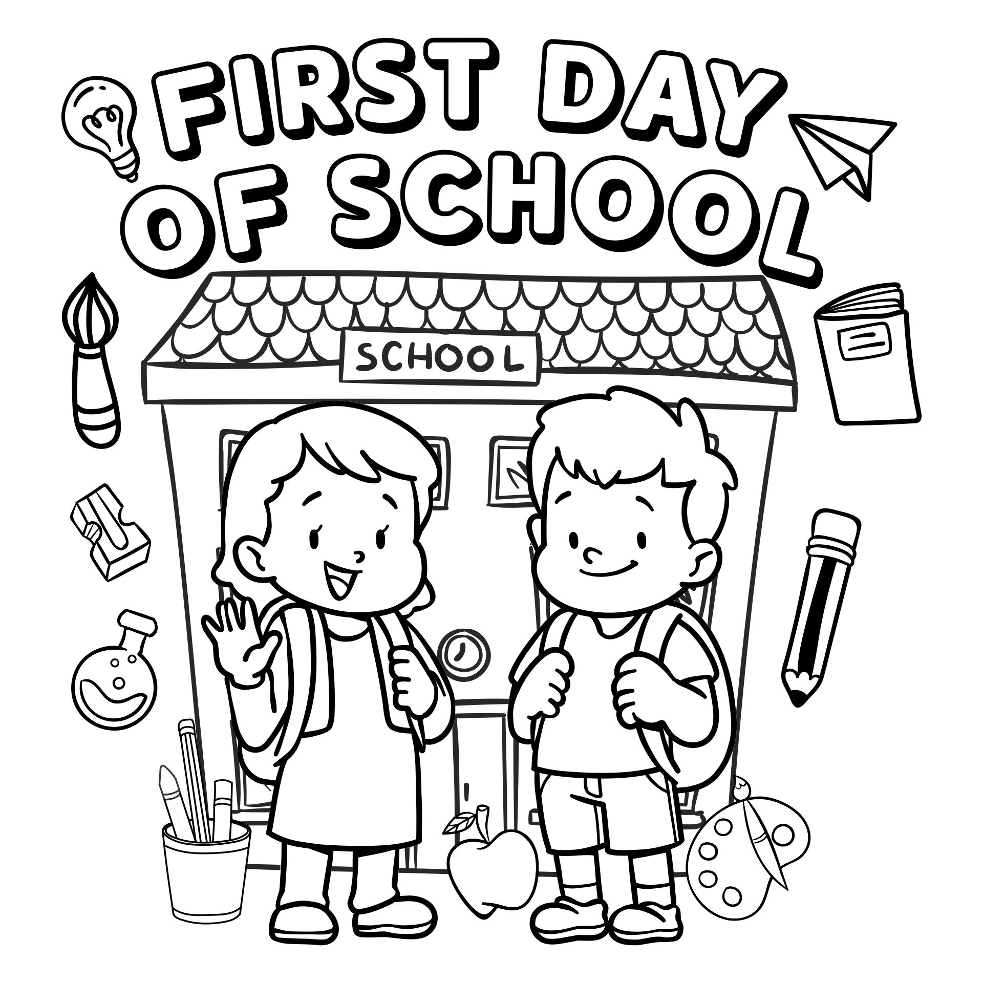 First Day Of School Coloring Page Printable