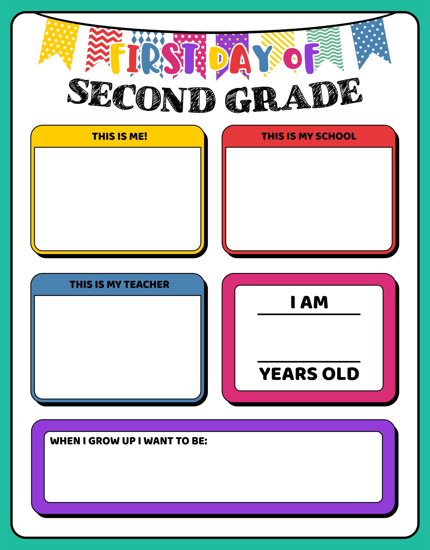 First Day Of School Worksheet Second Grade Printable