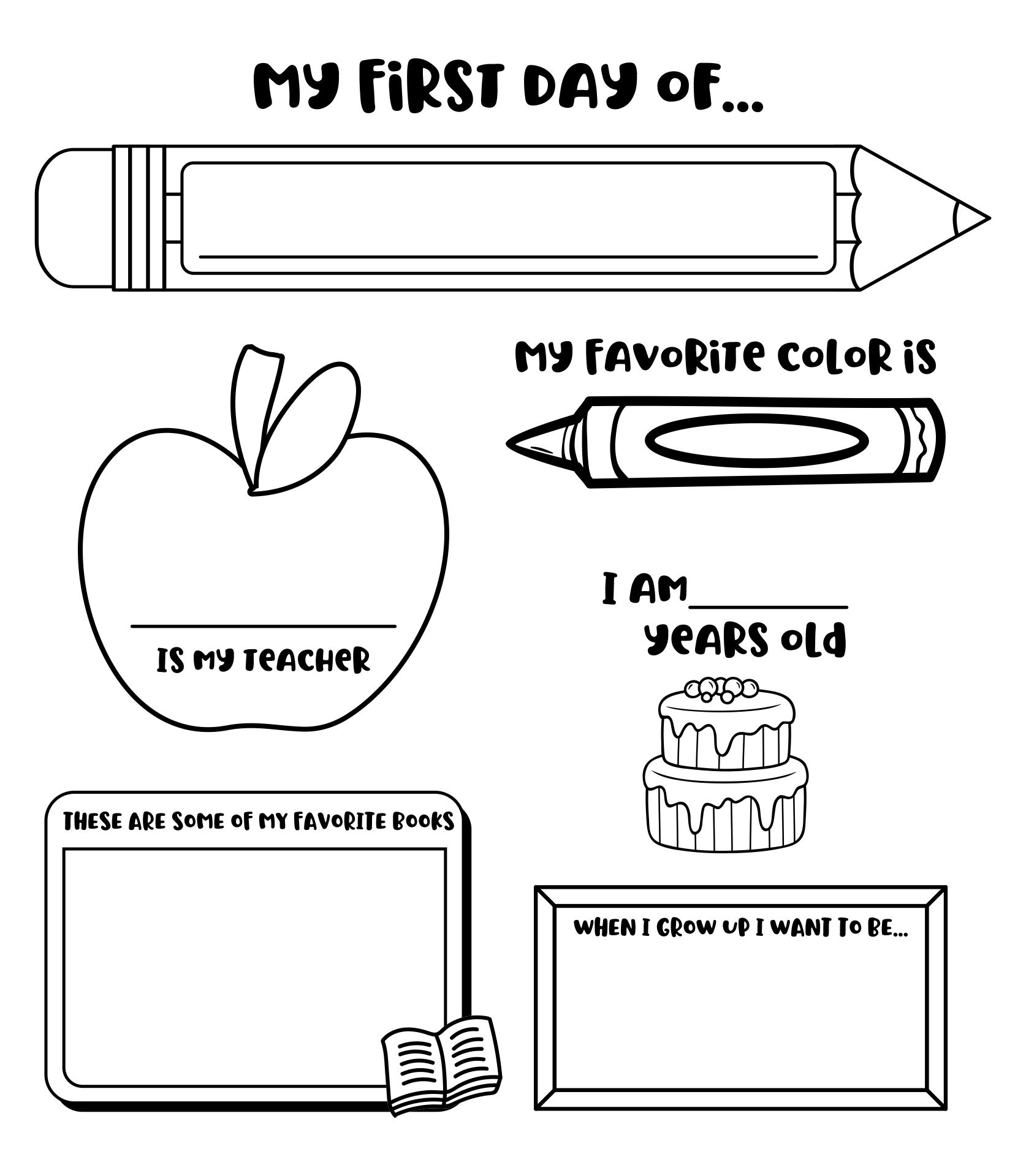 My First Day At School Worksheet Printable