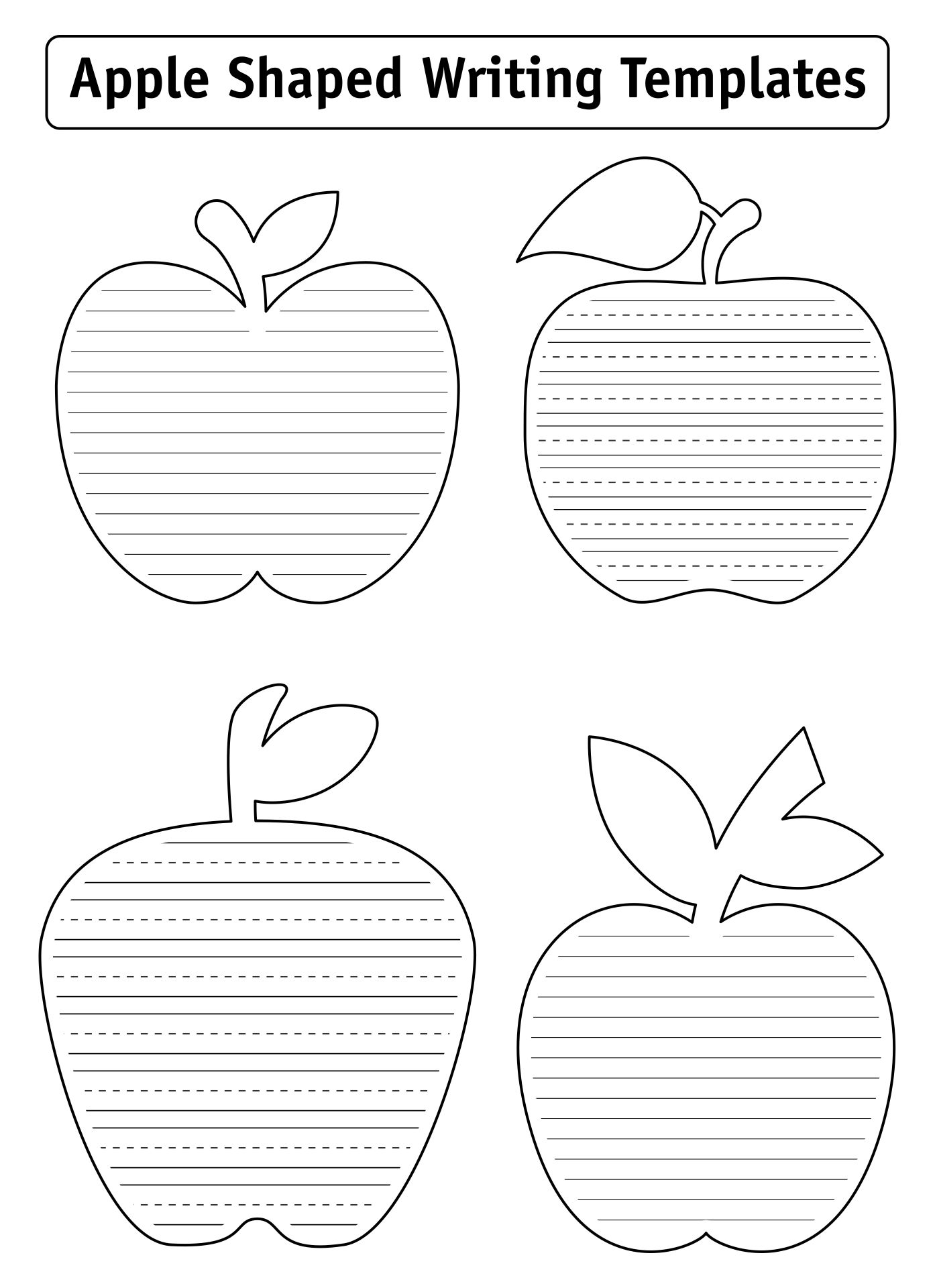 Printable Apple-Shaped Writing Templates