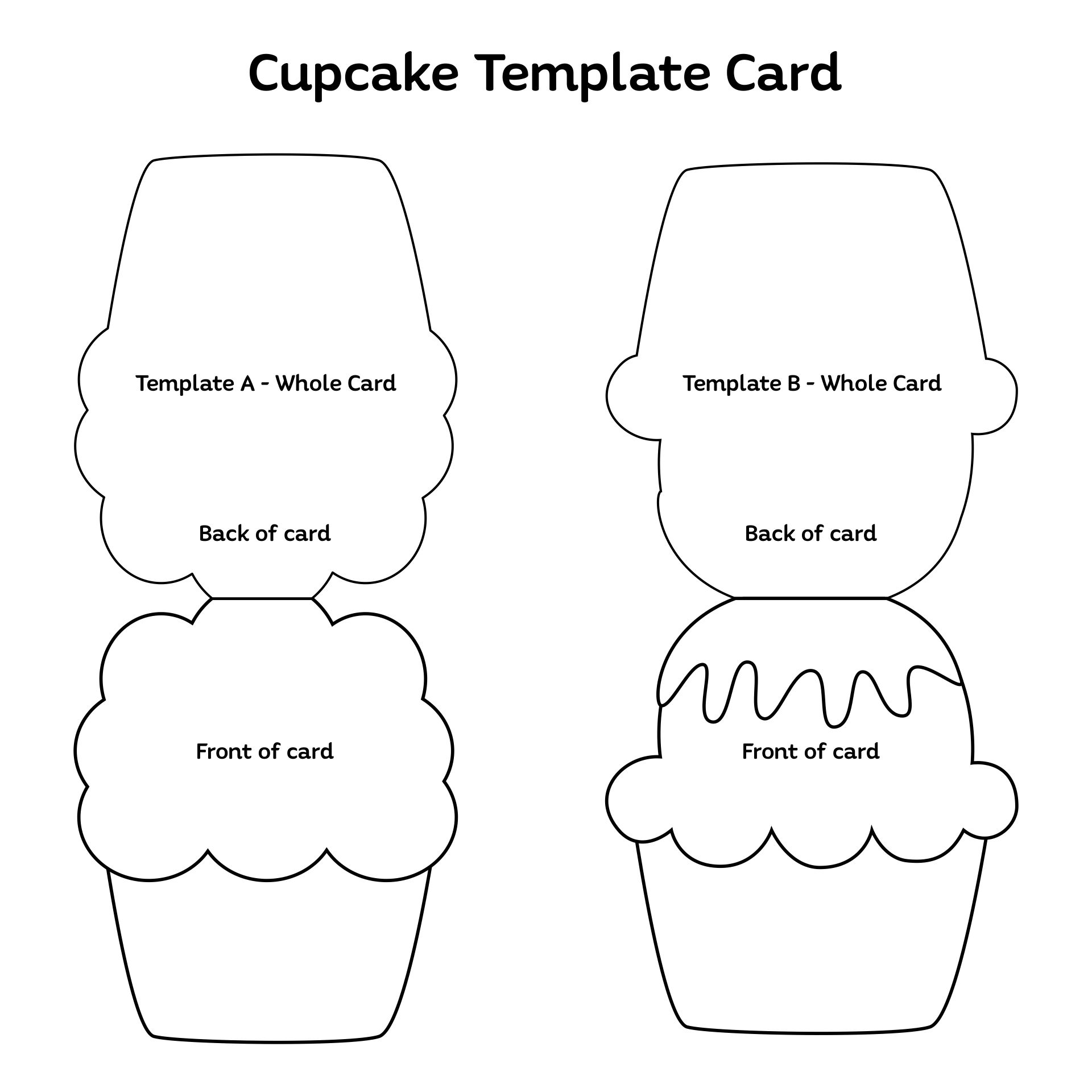 Printable Cupcake Template Card