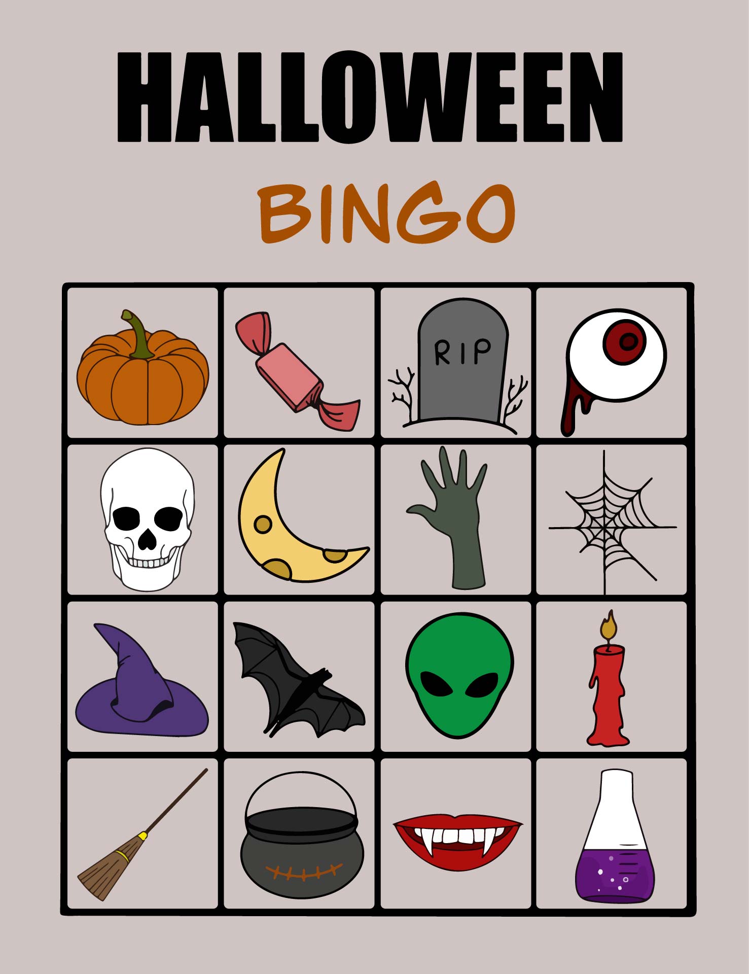 Spooky Halloween Bingo Cards Printable