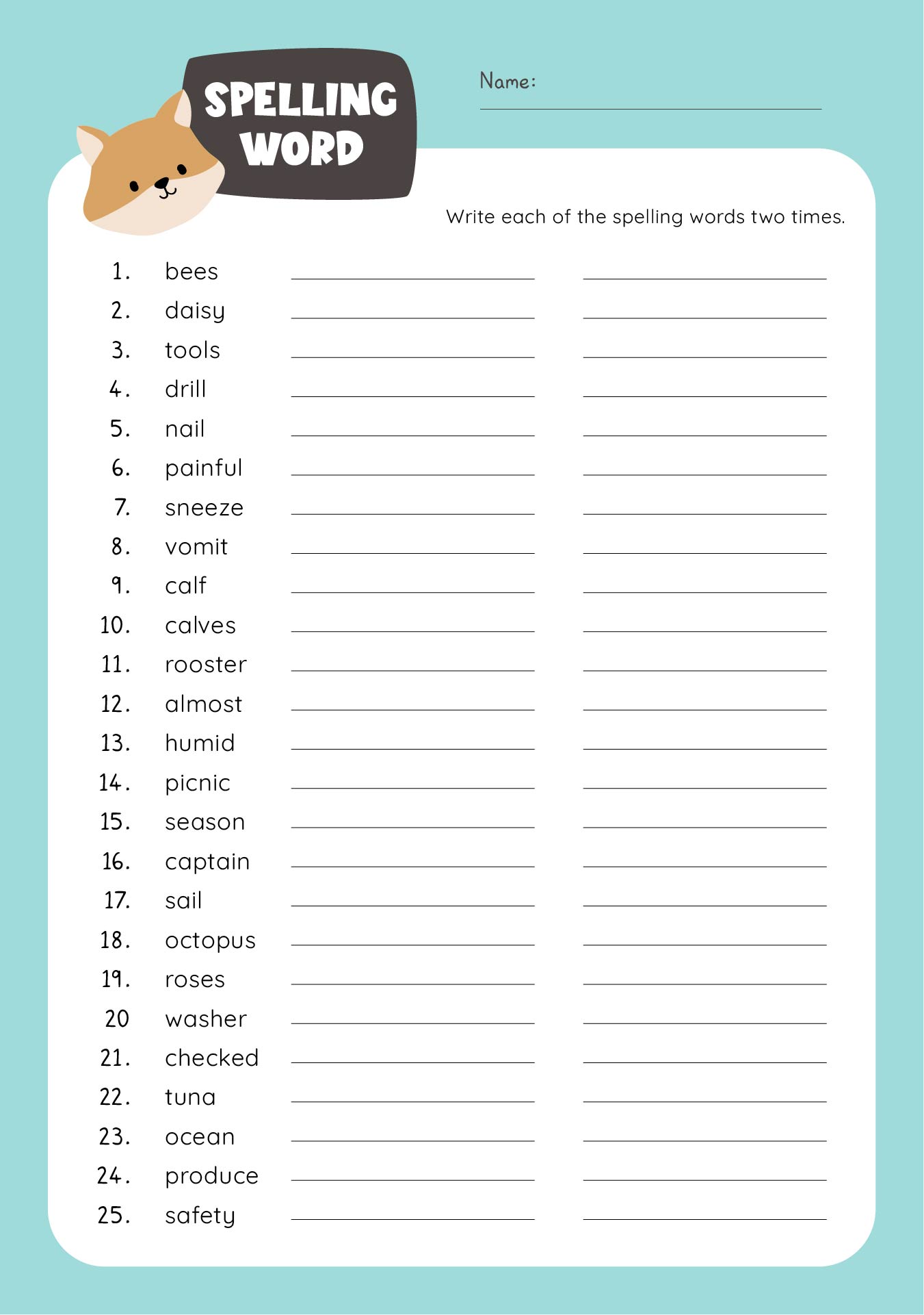 Printable 4th Grade Spelling And Vocabulary Worksheets