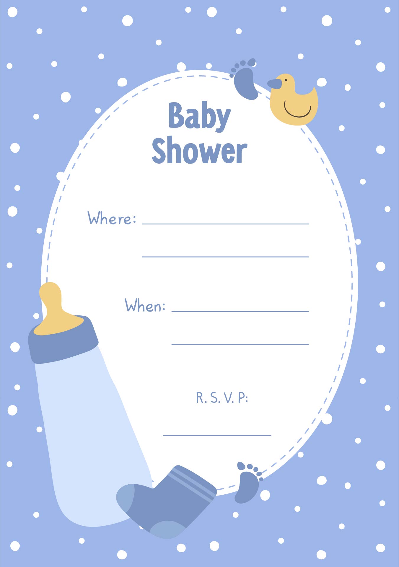 Dancing Dots Borders Printable Baby Shower Invitation