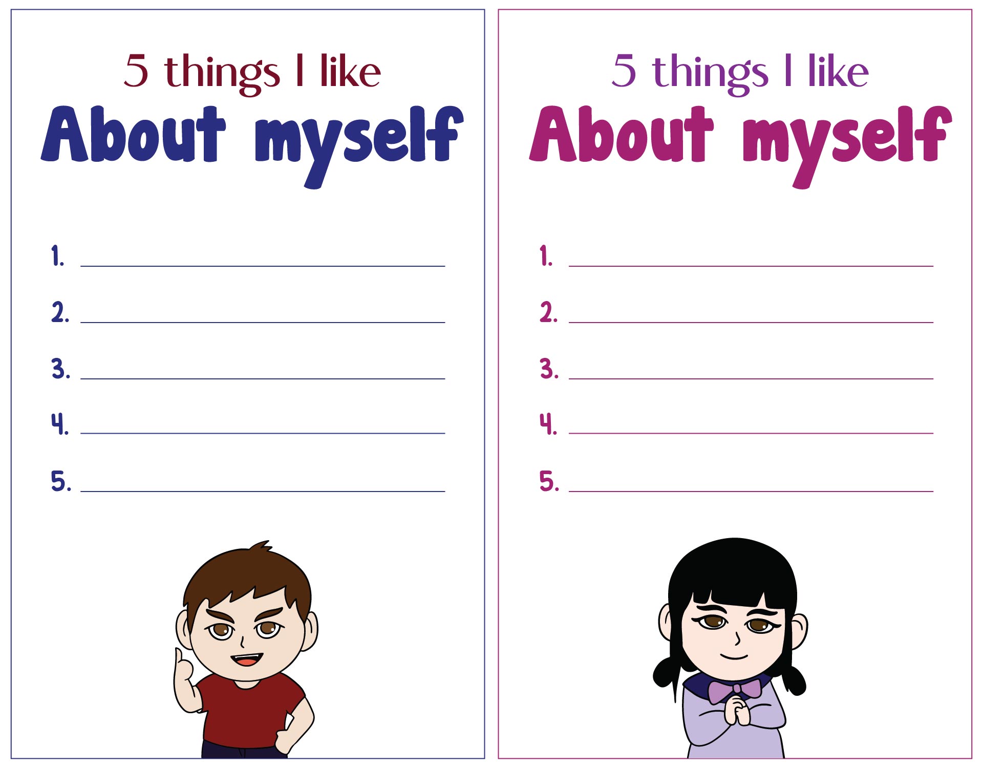 5 Things I Like About Myself Worksheet Printable