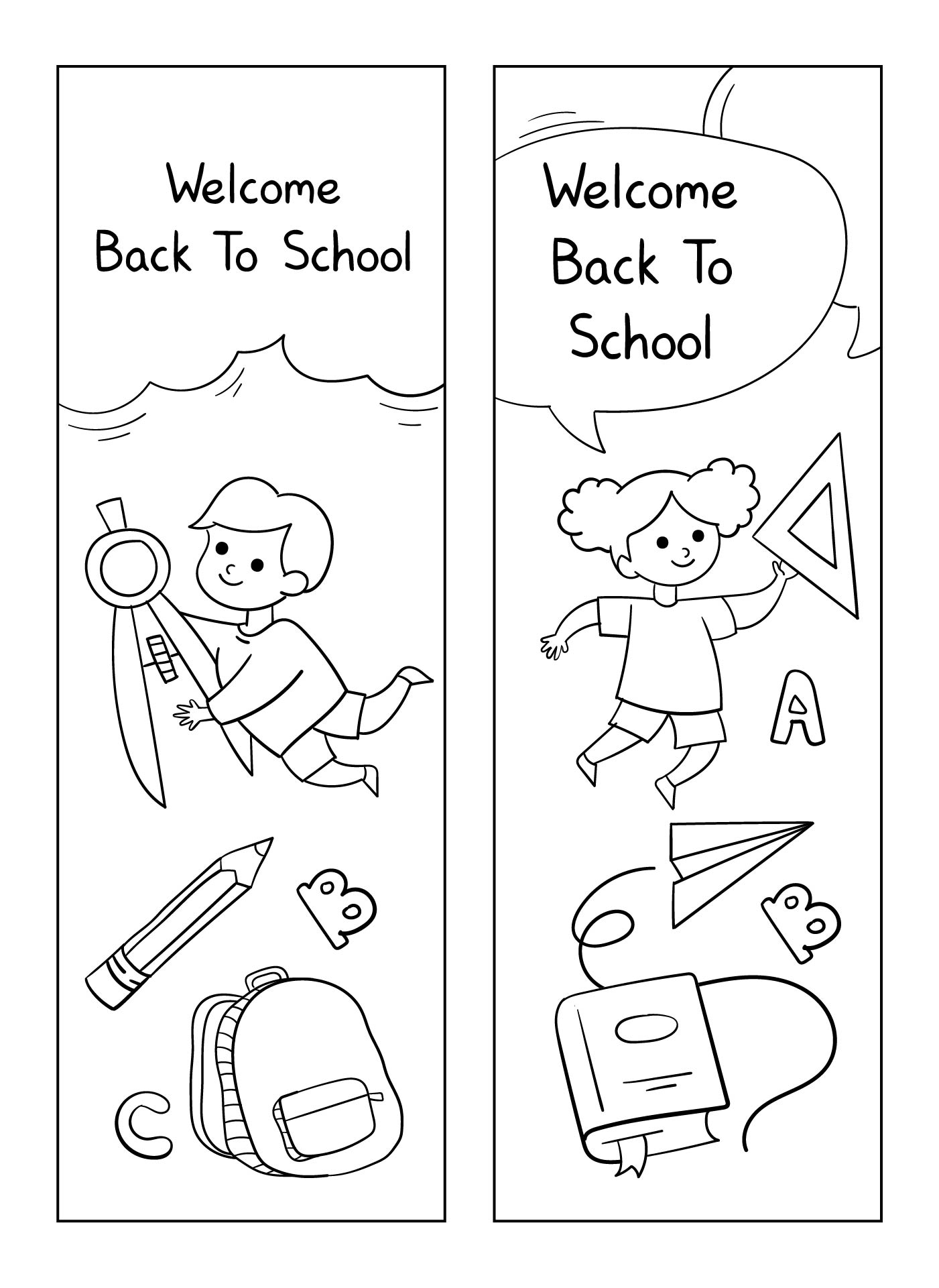 Printable Welcome Back To School Bookmarks To Color
