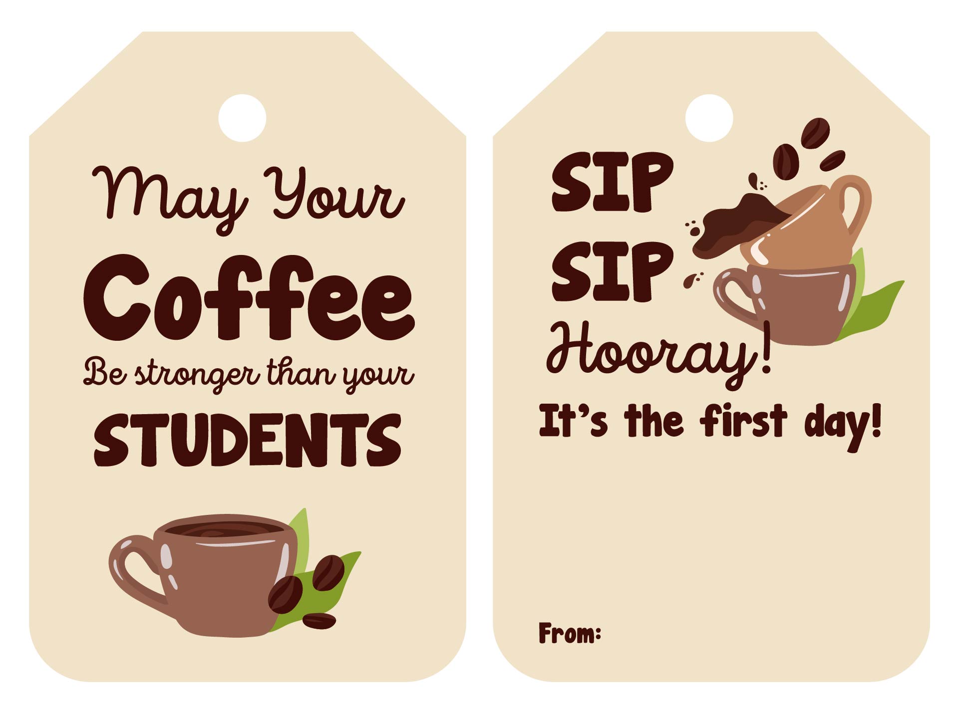 Printable First Day Of School Teacher Coffee Gift