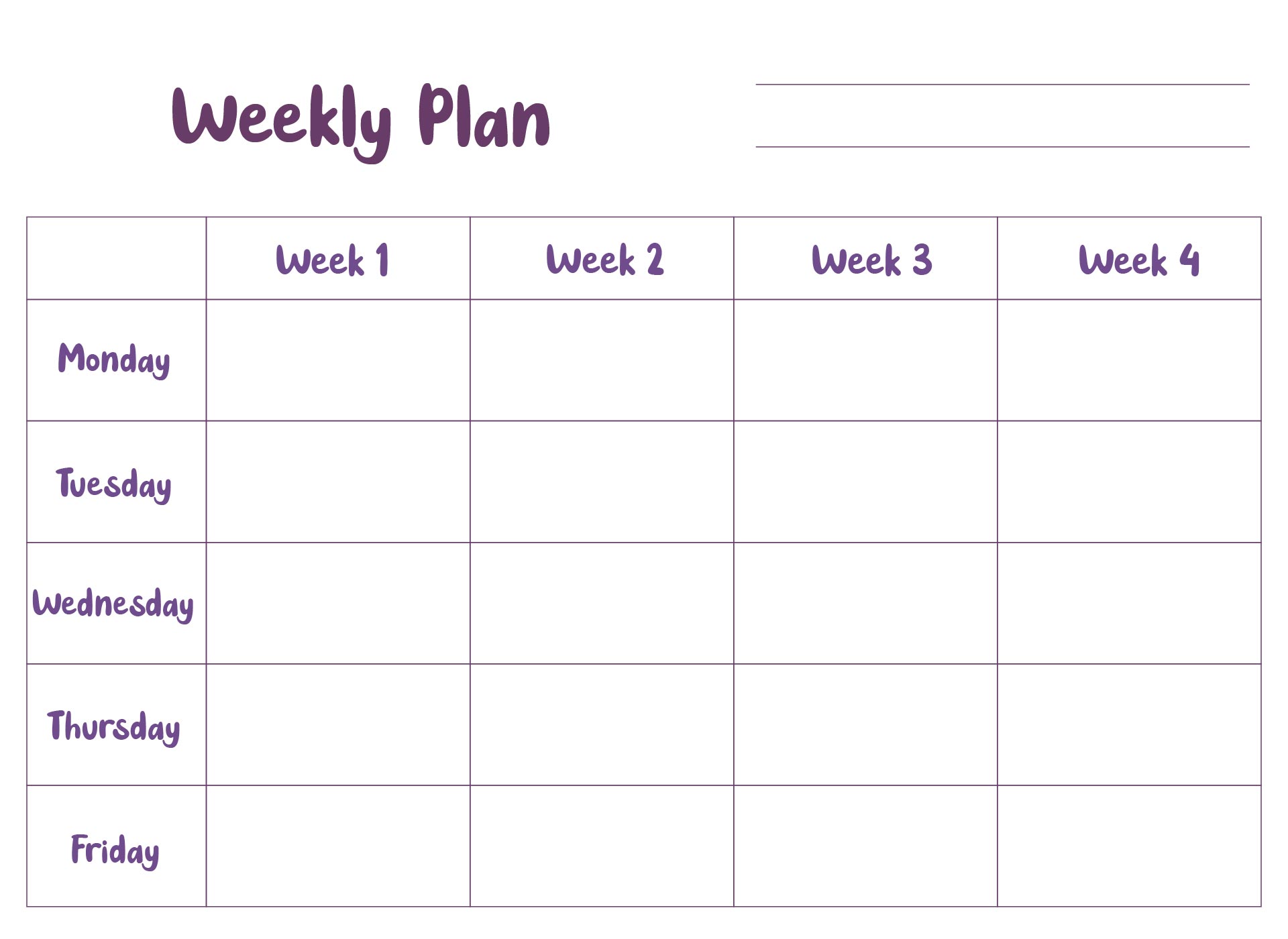 Printable 5 Day Work Schedule Templates