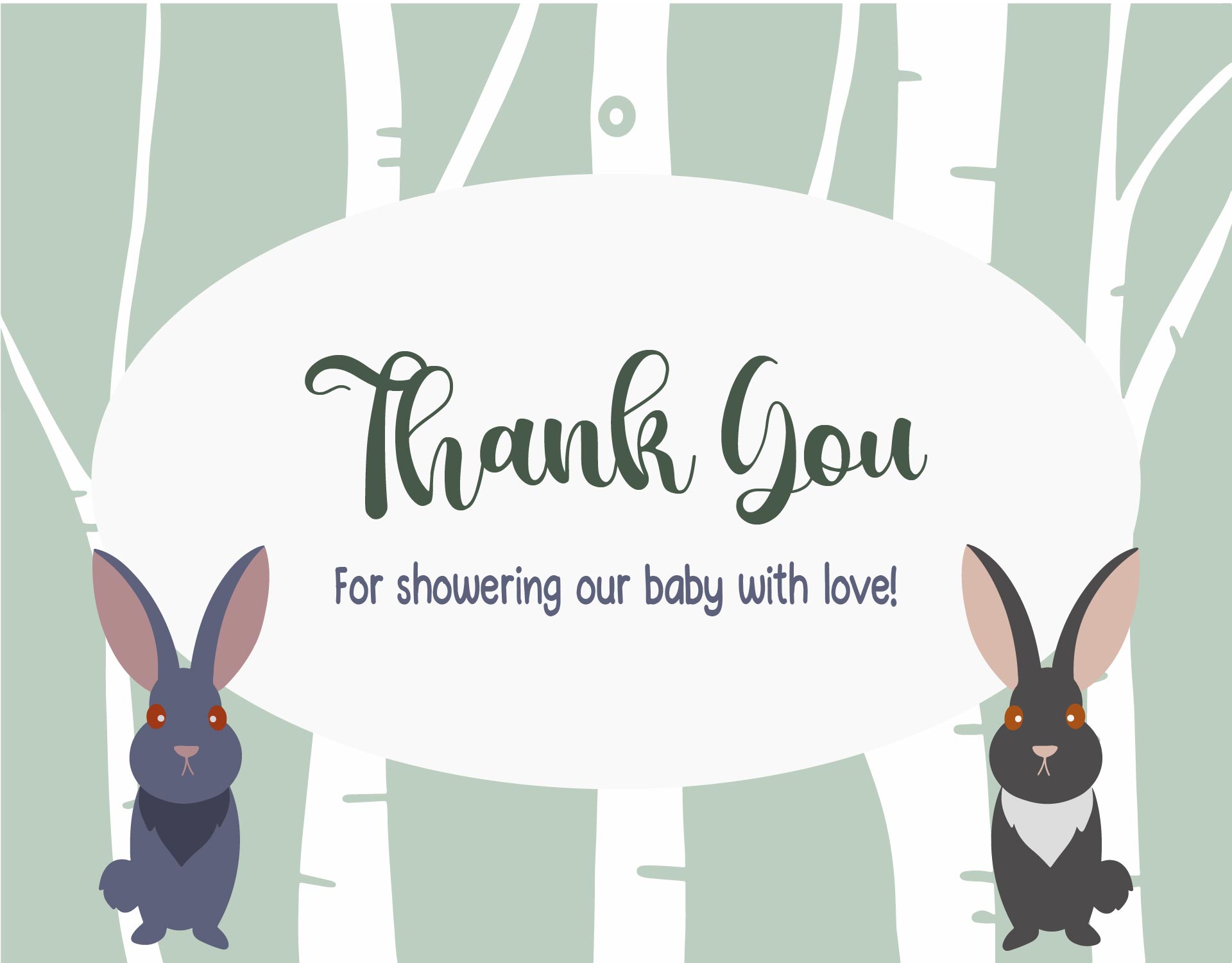 Printable Baby Shower Woodland Fox Forest Animals Thank You Card