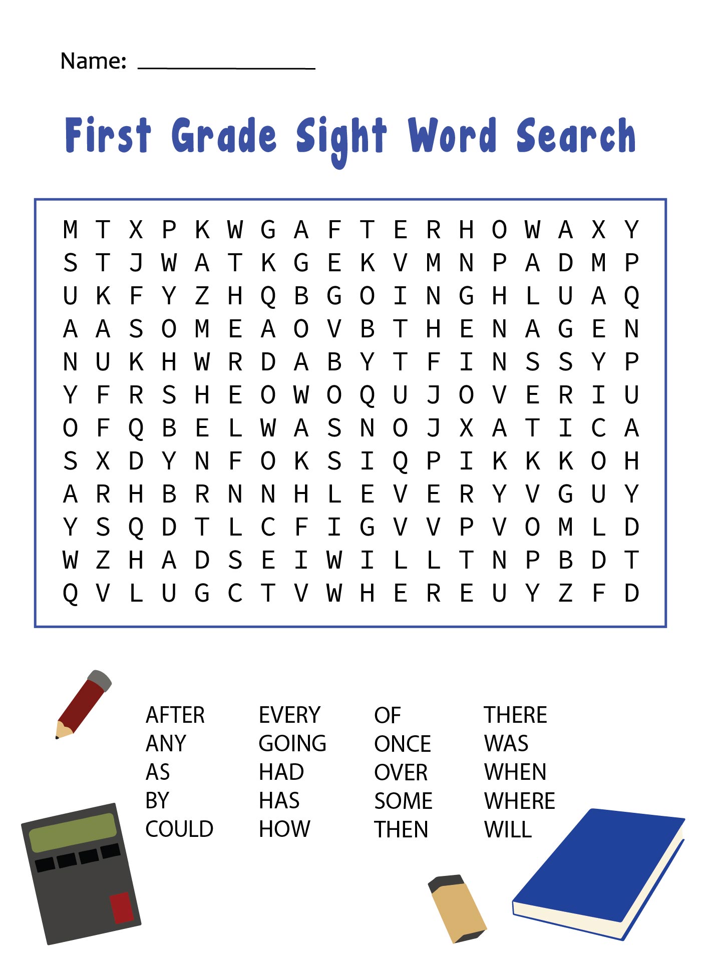 Printable First Grade Sight Word Search