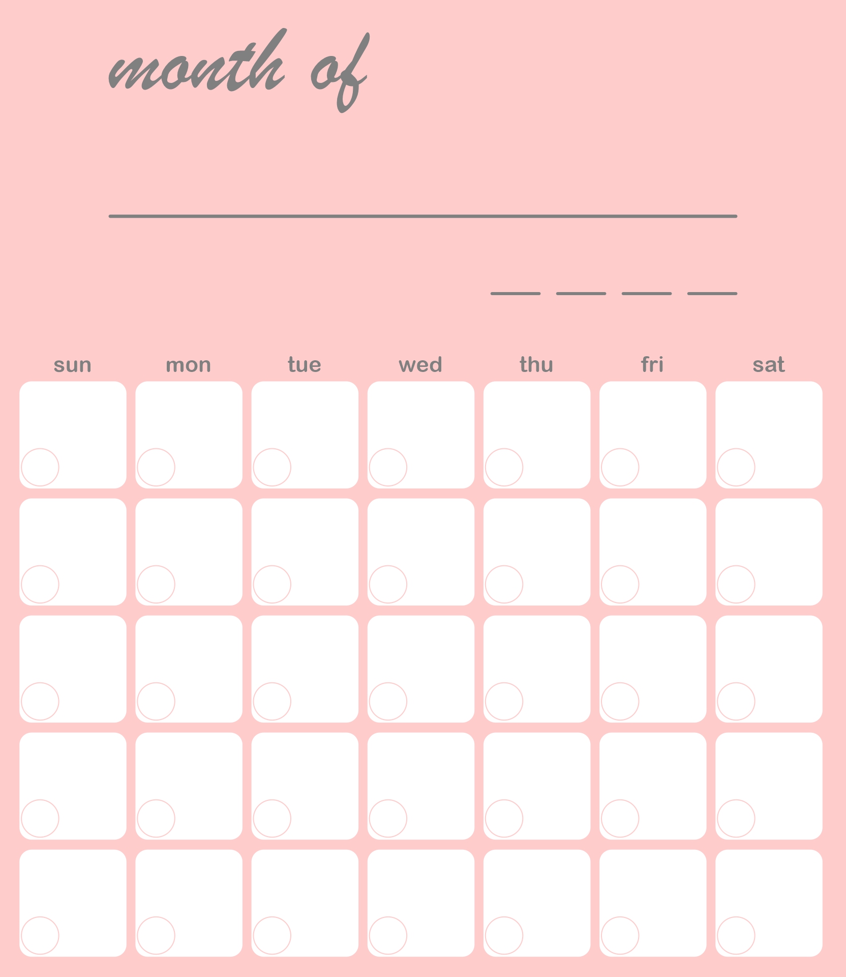 Printable Monthly Calendars Cute Aesthetic Pastel Colors
