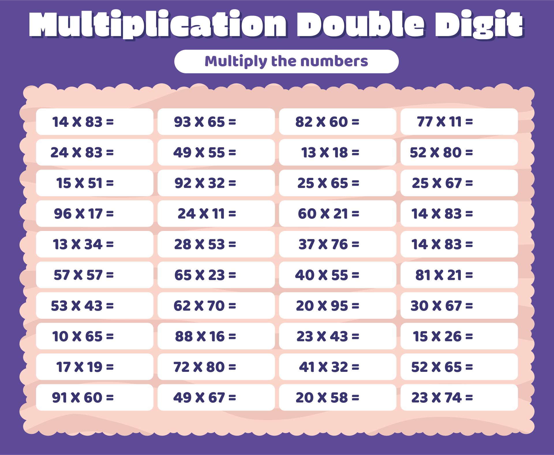 Printable Multi-Digit Multiplication Worksheets