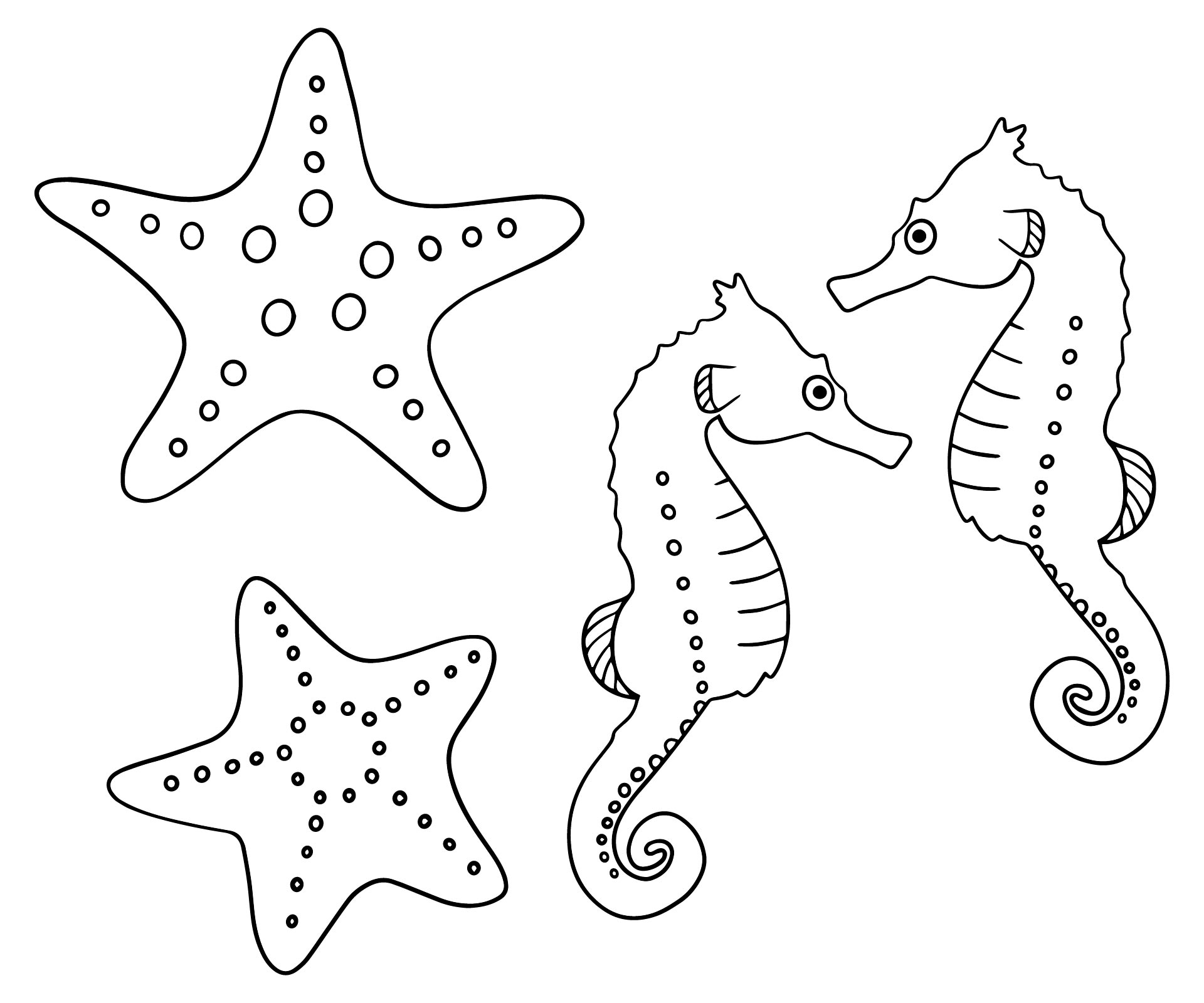 Printable Seahorse And Starfish Ocean Templates