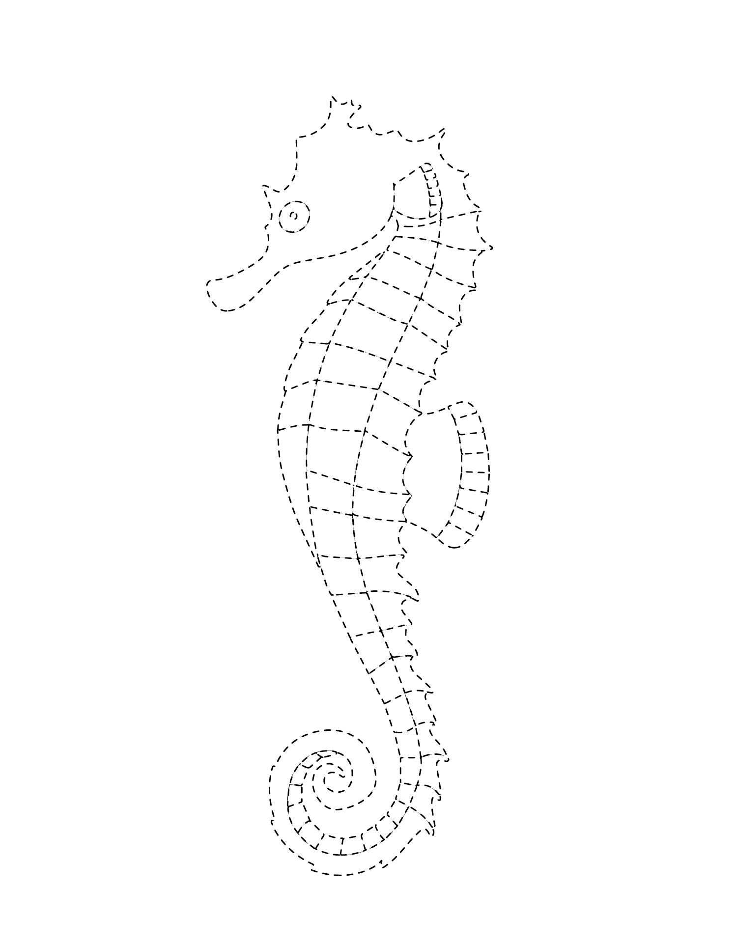 Printable Seahorse Tracing Page
