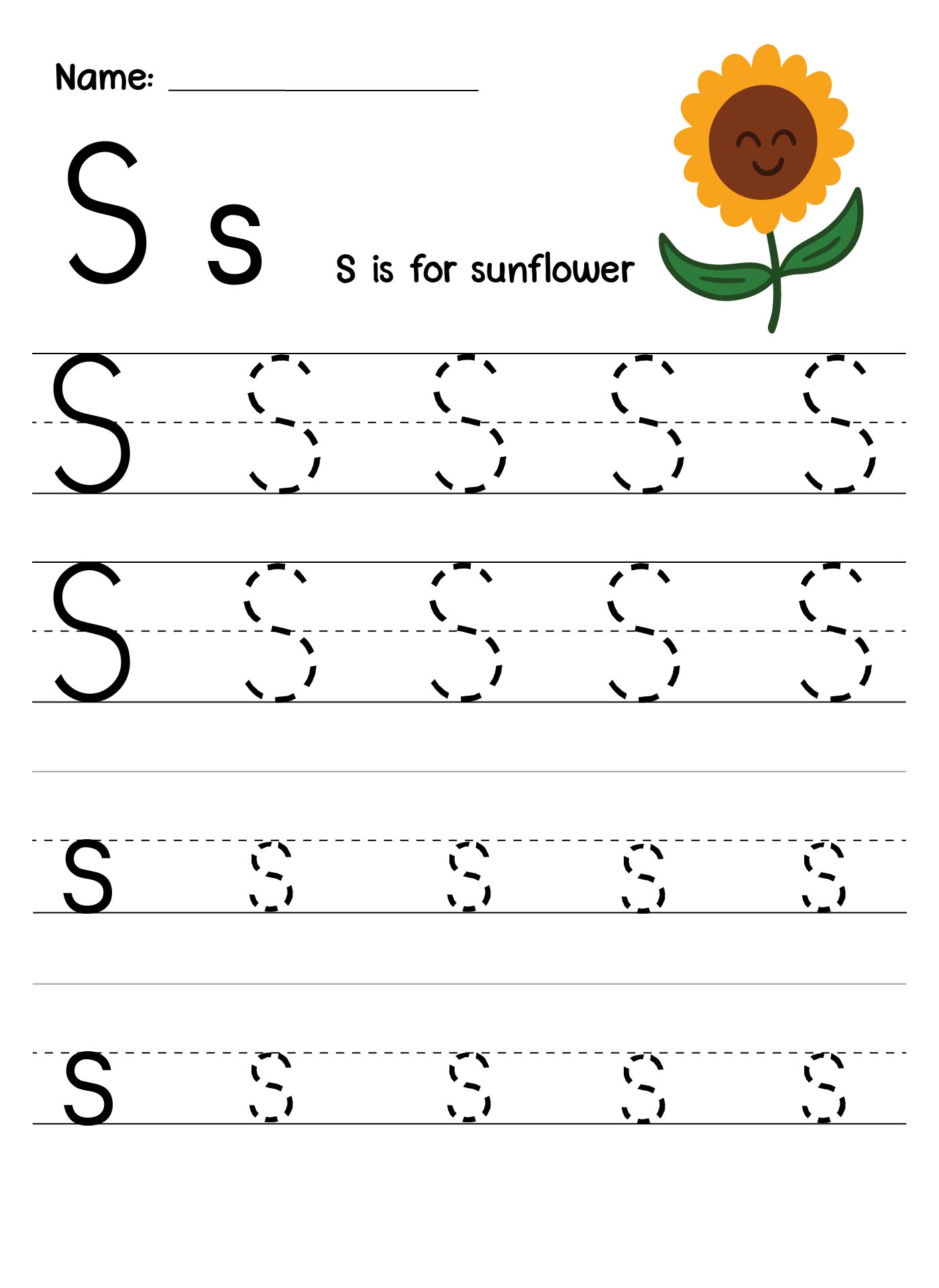 Printable Tracing Alphabet Letter S Worksheets