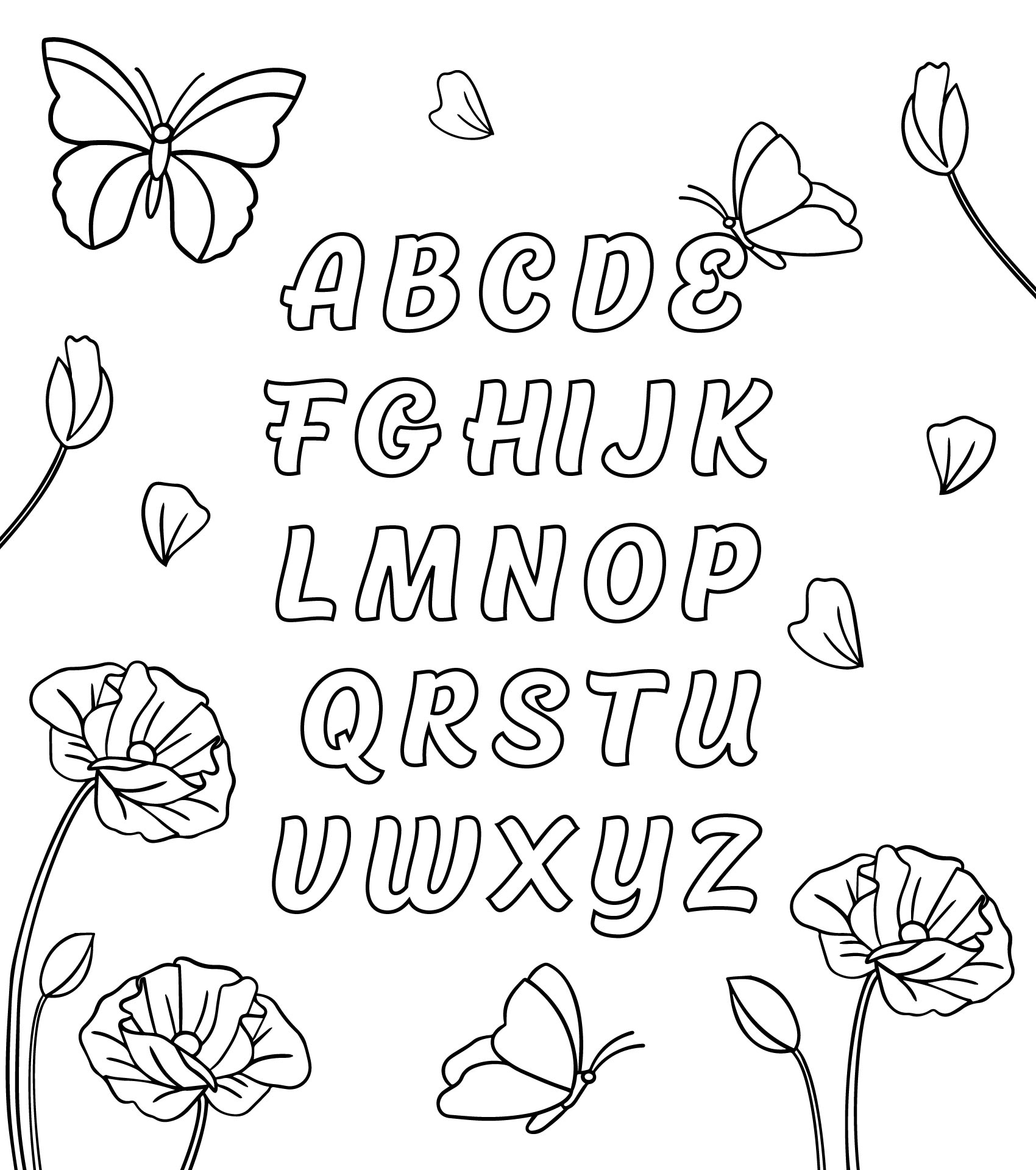 Spring Uppercase Alphabet Coloring Page Printable