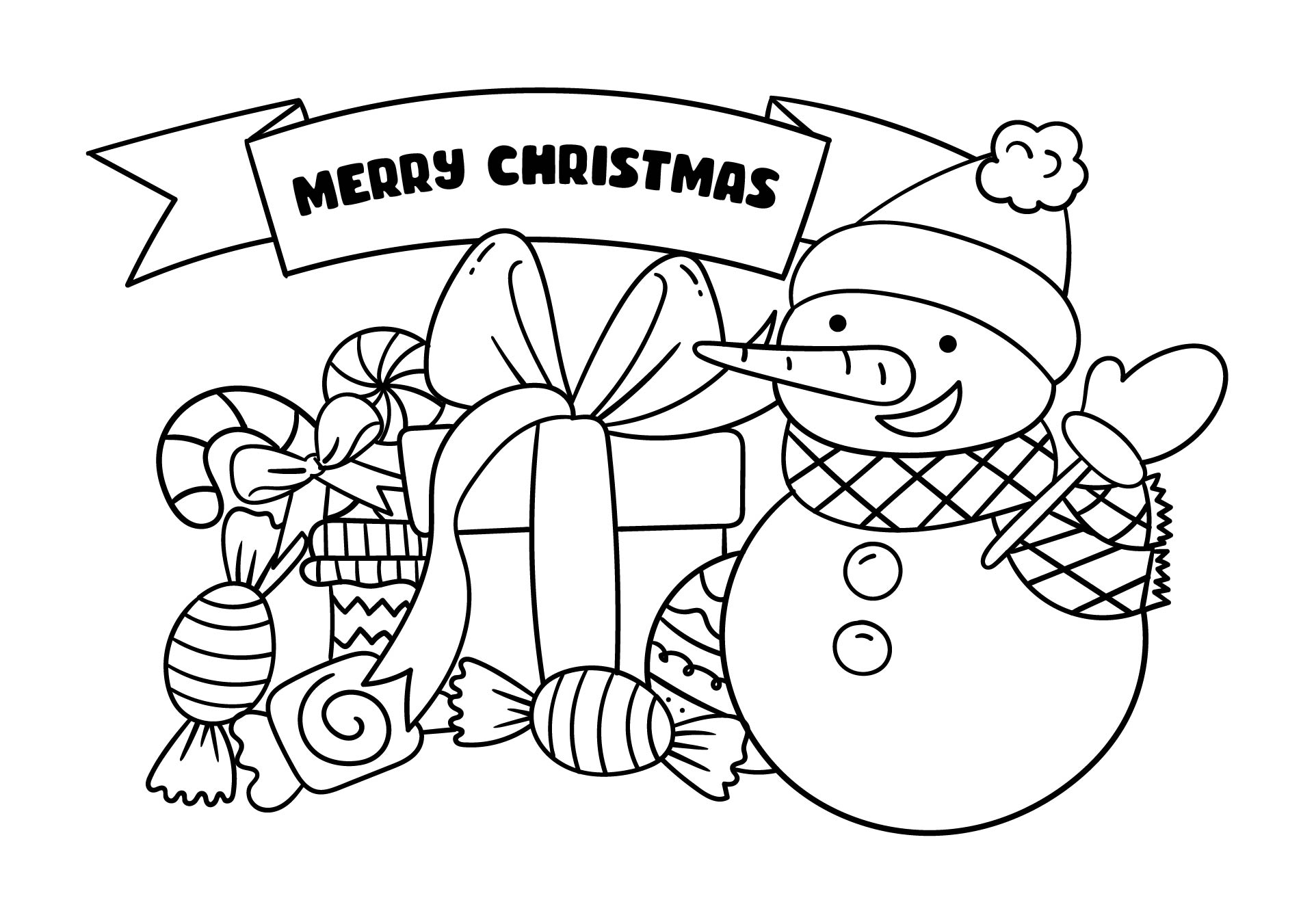 Printable Happy Little Snowman Coloring Page