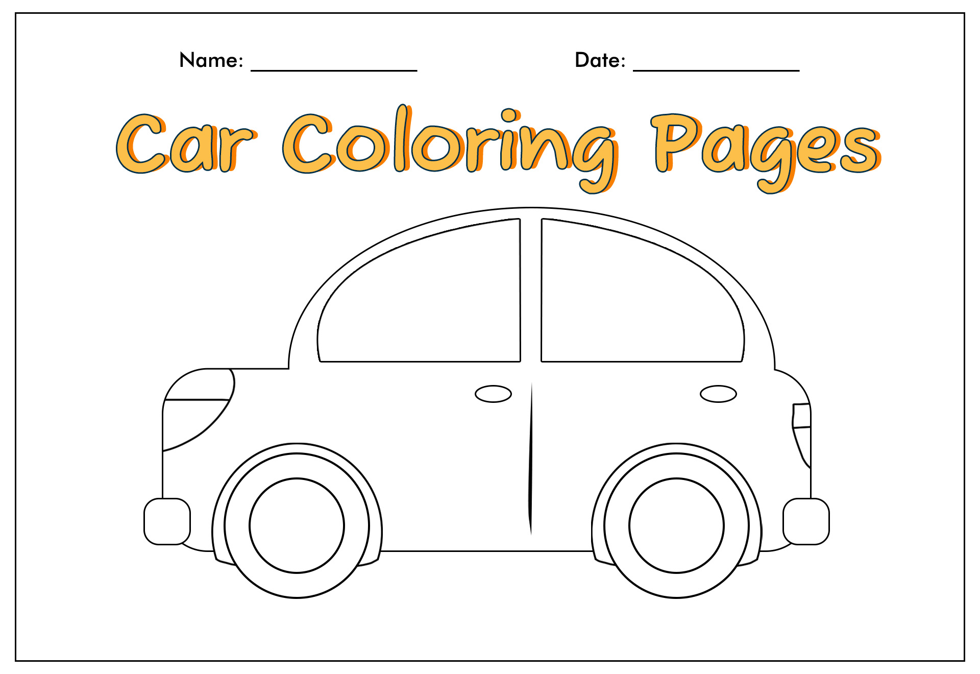 Big And Easy Simple Car Coloring Pages
