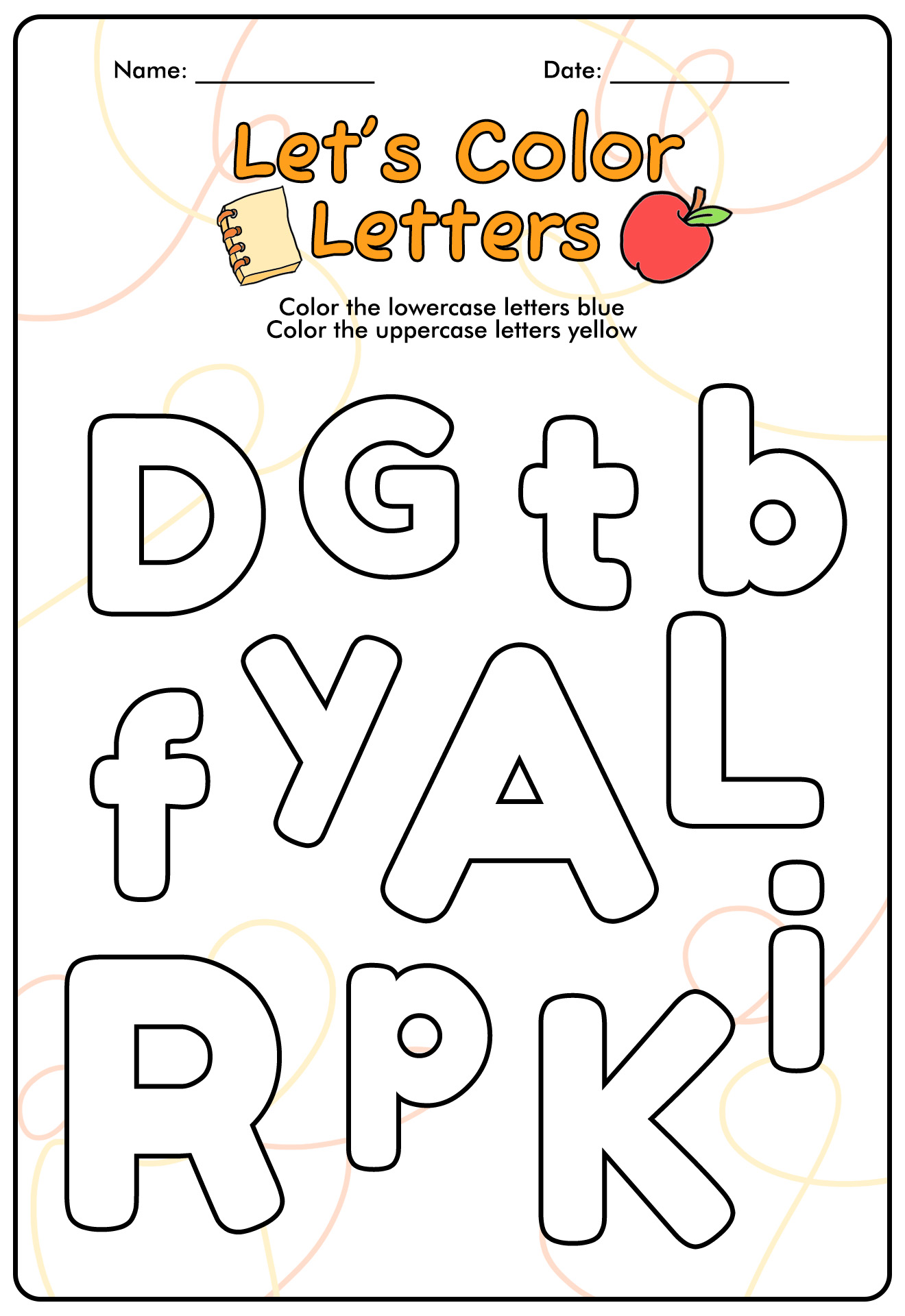 Printable Alphabet Lowercase Mixed Colors