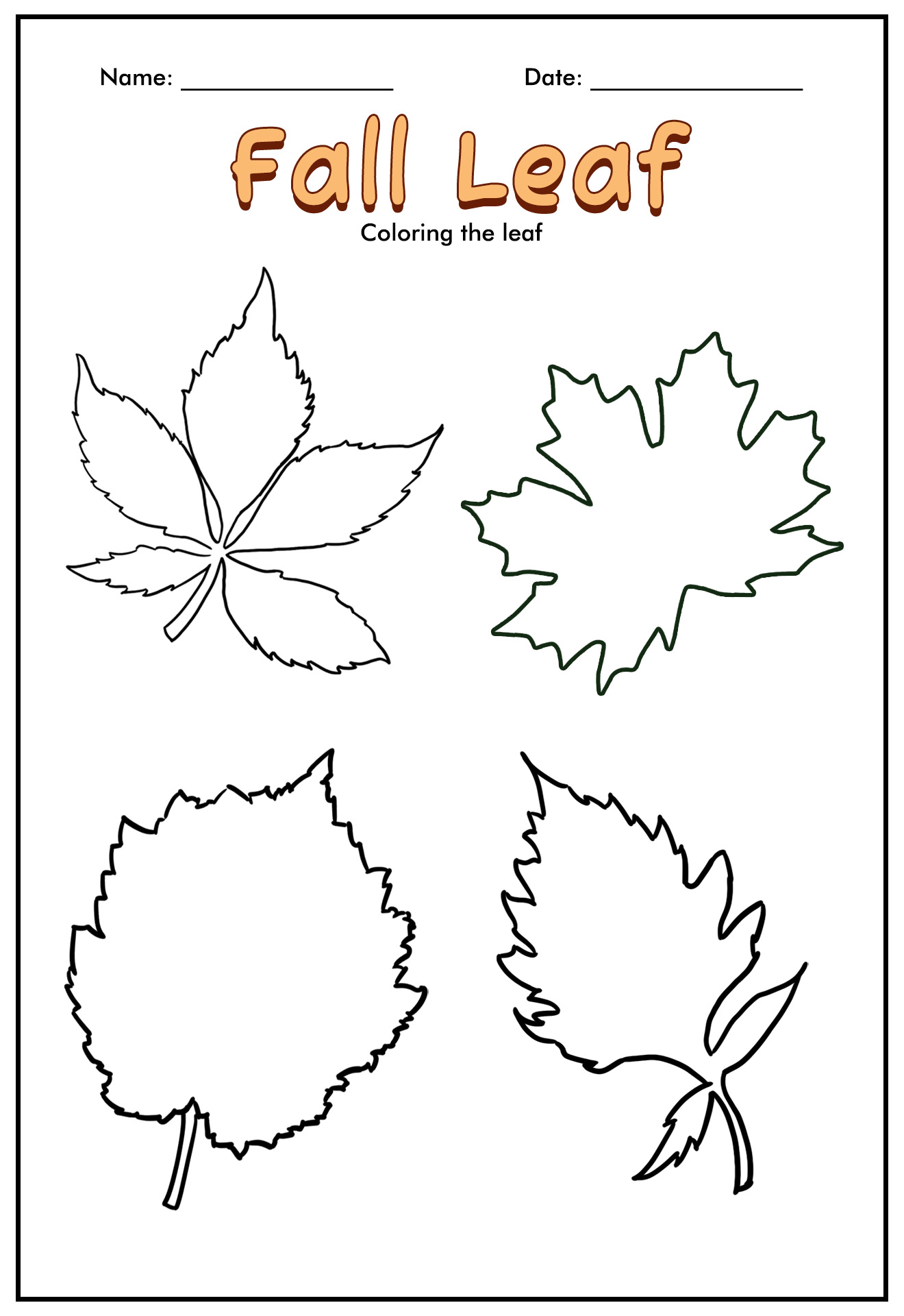 Printable Fall Leaf Outlines Templates Coloring Pages