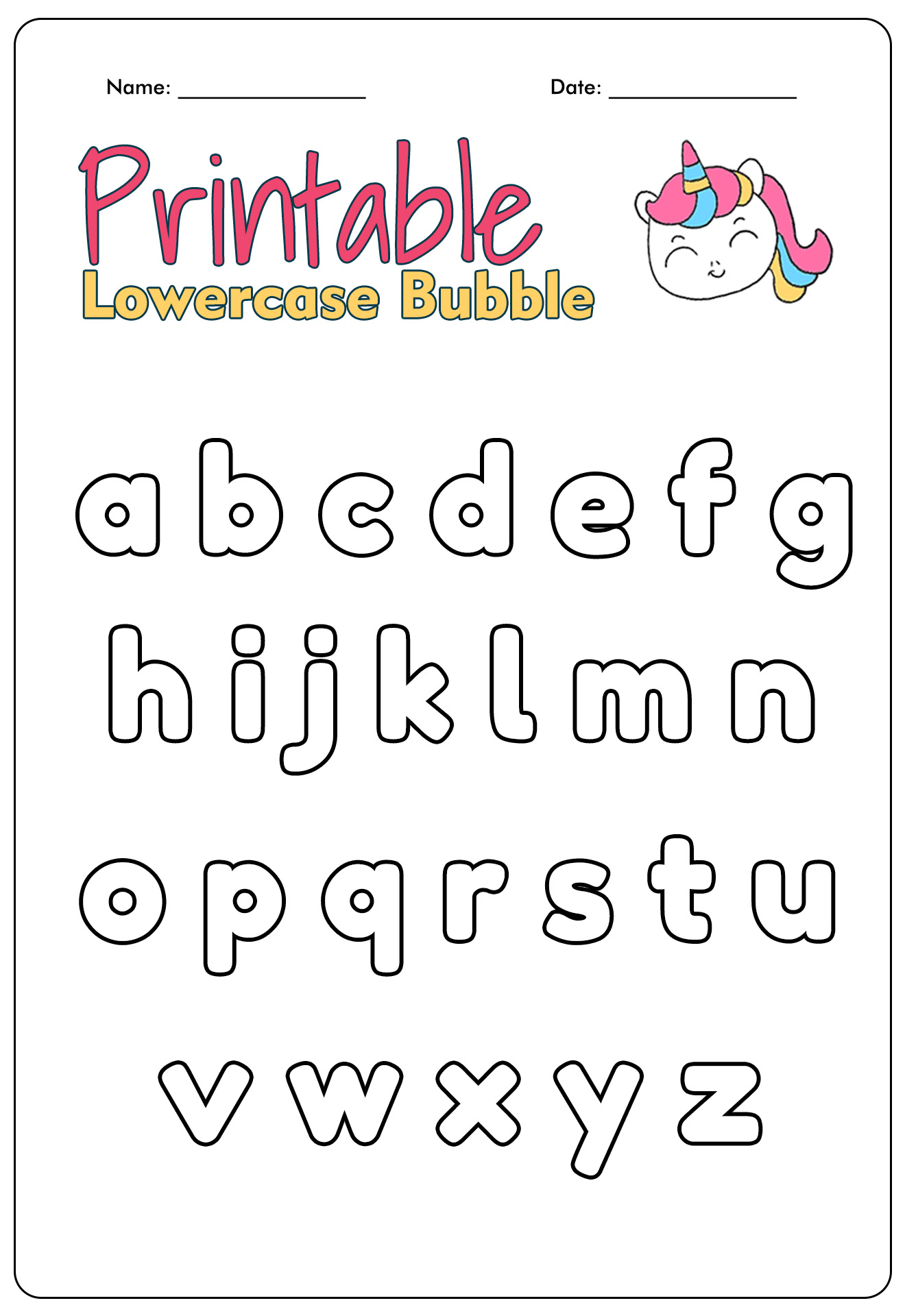 Printable Lowercase Bubble Letters Alphabet Stencils