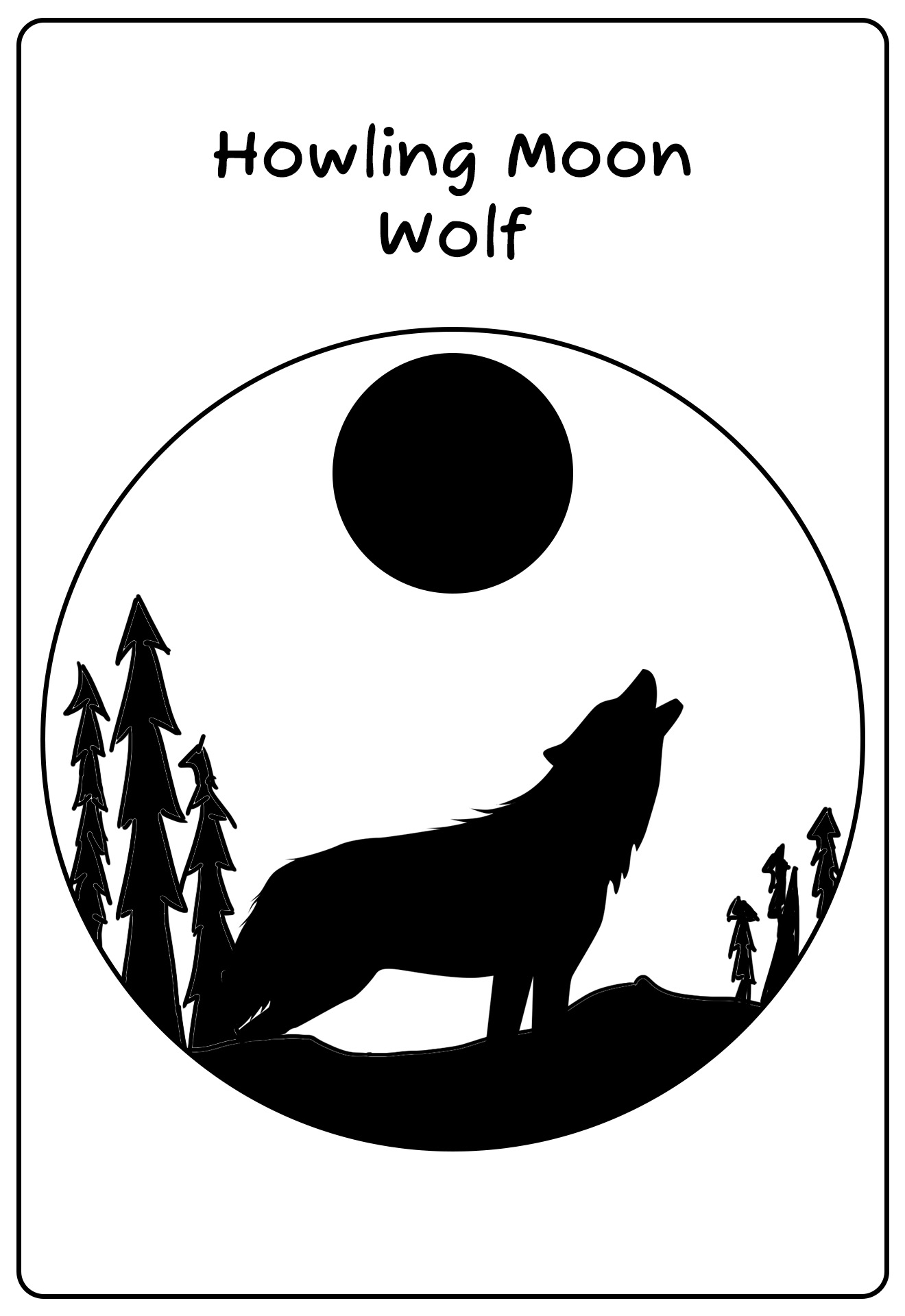 Printable Pumpkin Stencil For Carving Howling Wolves At Moon