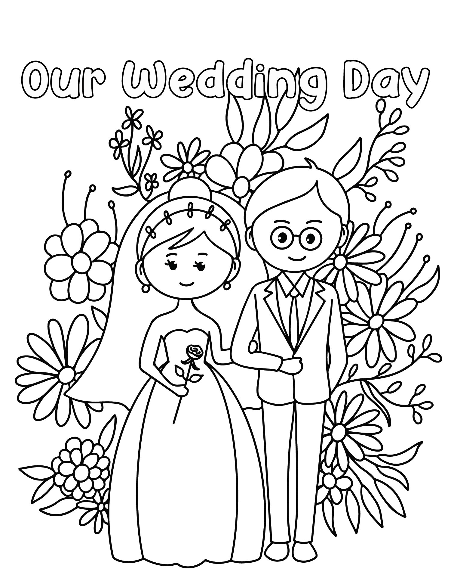 Printable Rustic Wedding Coloring Page