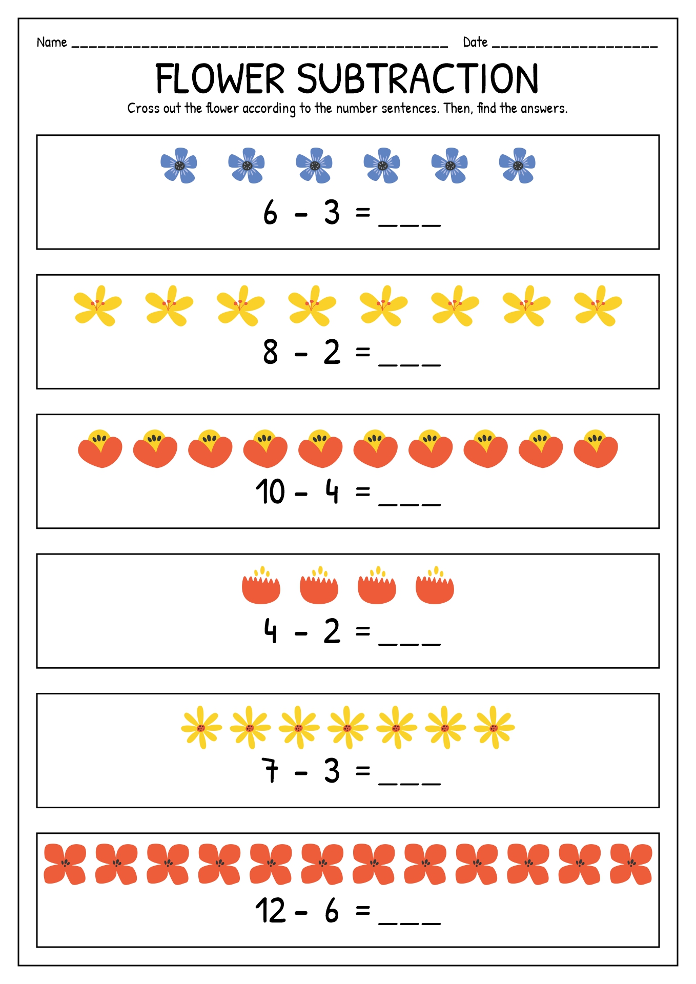 Printable Subtraction Worksheets For Grade 1 With Pictures
