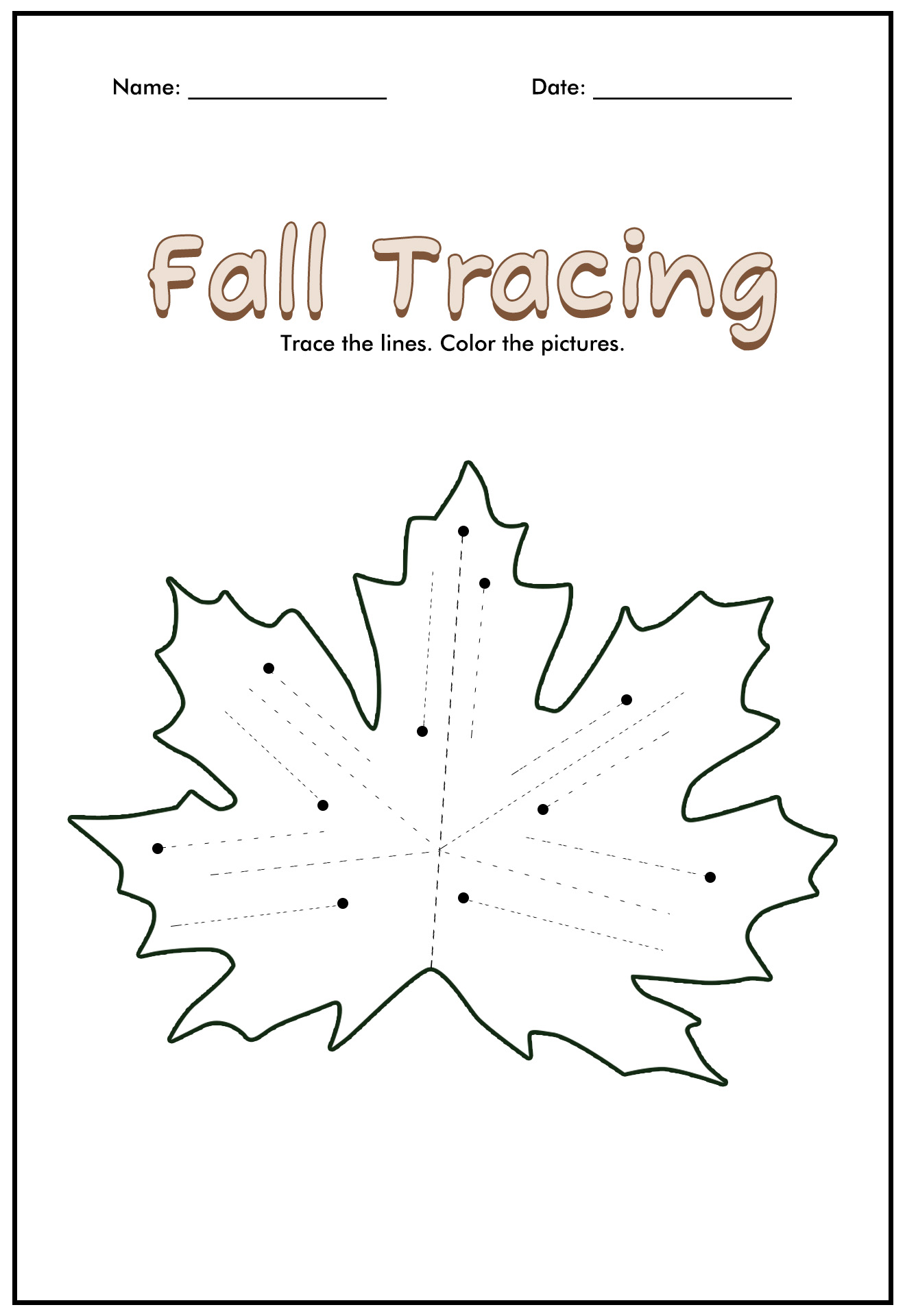 Printable Tracing Fall Preschool Worksheets