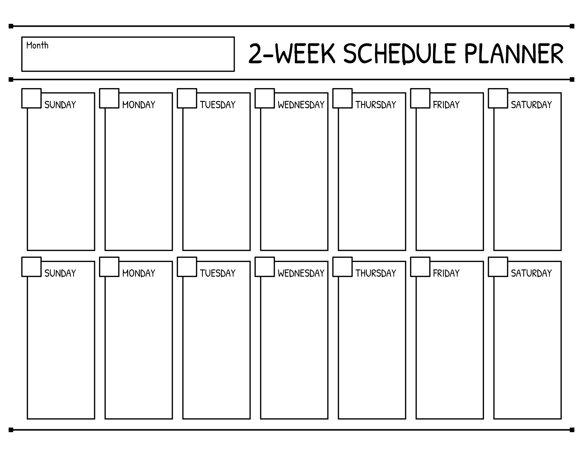 Printable Two Week Calendar Templates