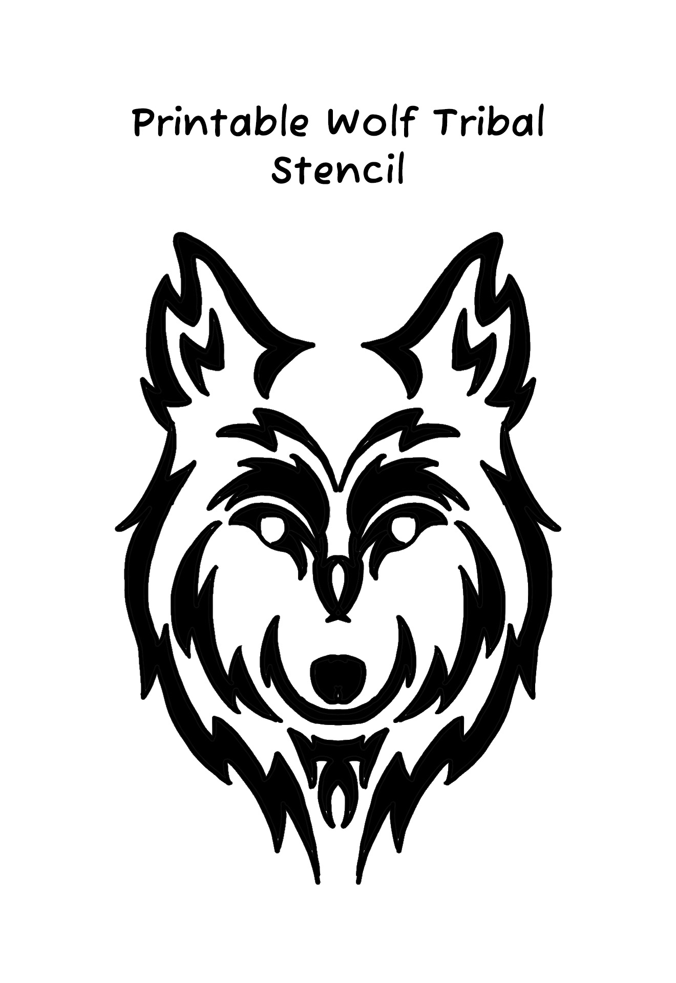 Printable Wolf Tribal Stencil