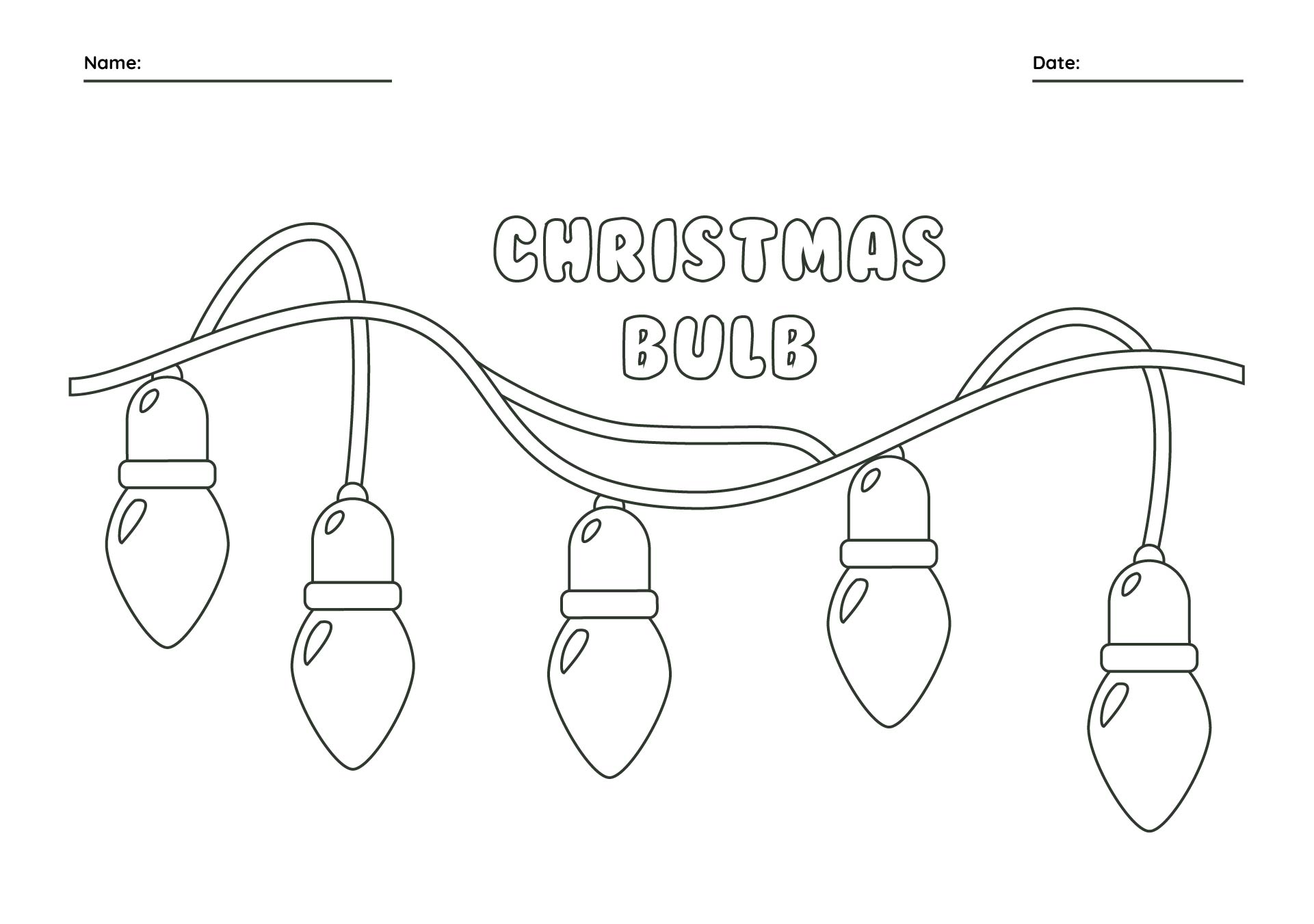 Christmas Bulb Coloring Pattern Printable