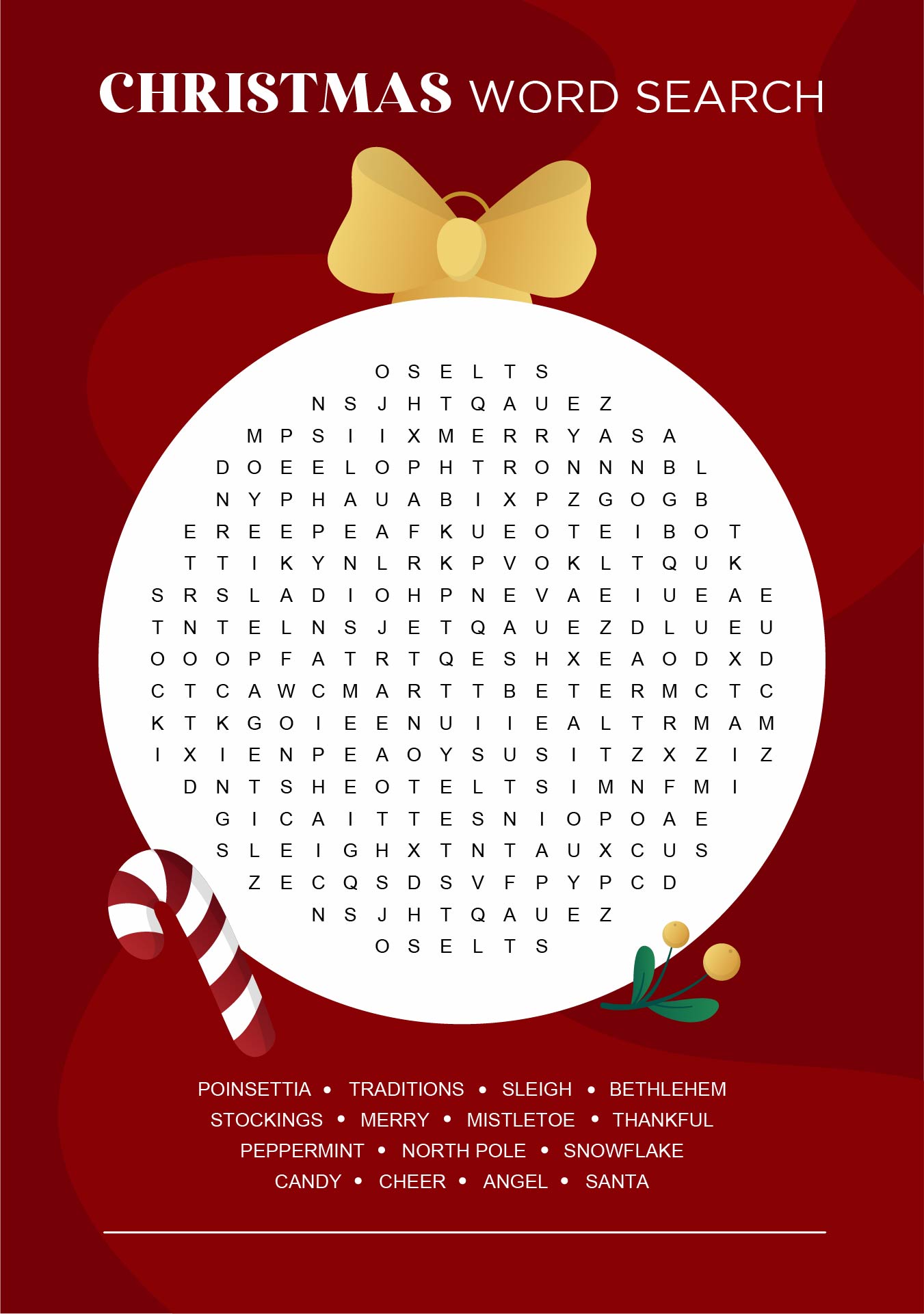 Christmas Word Search For Adults Large Printable