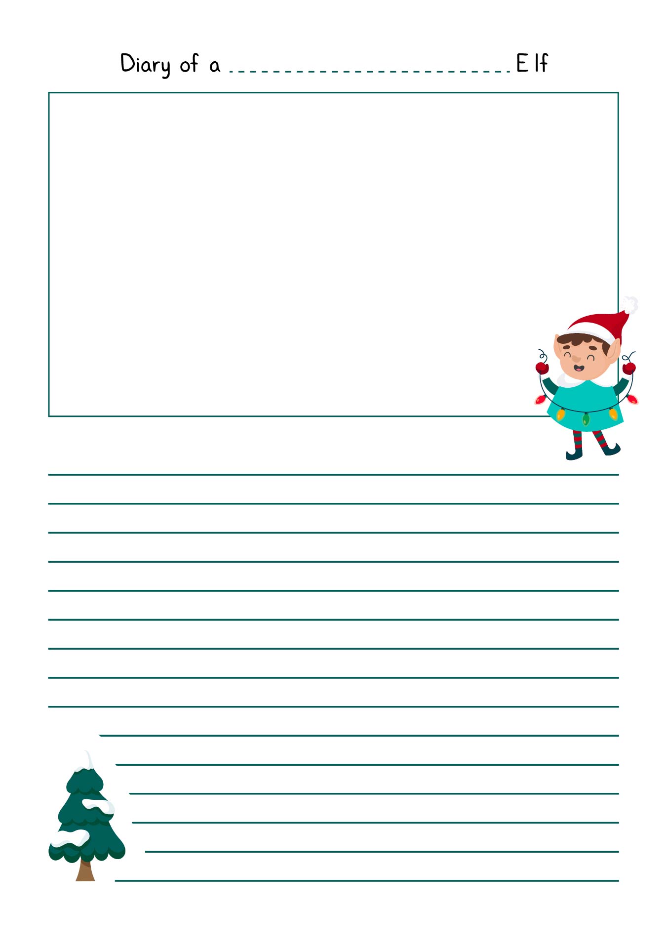 Elf Diary Writing Template Christmas Printable