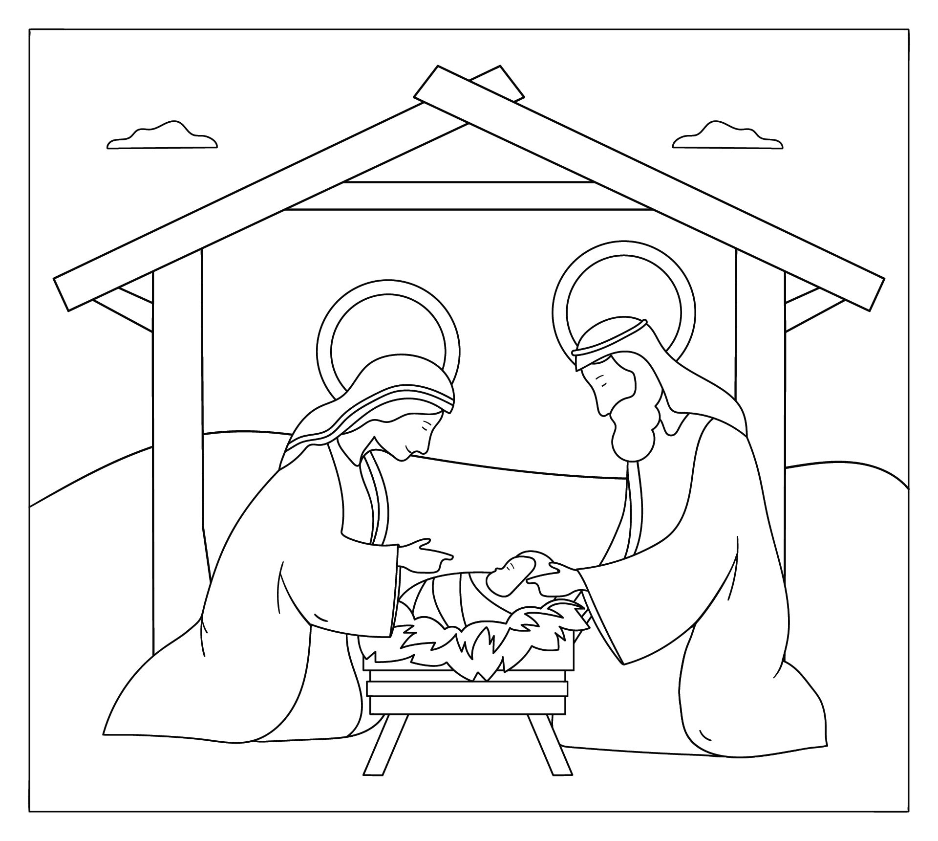 Nativity Scene Bible Coloring Pages Christian Preschool Printables