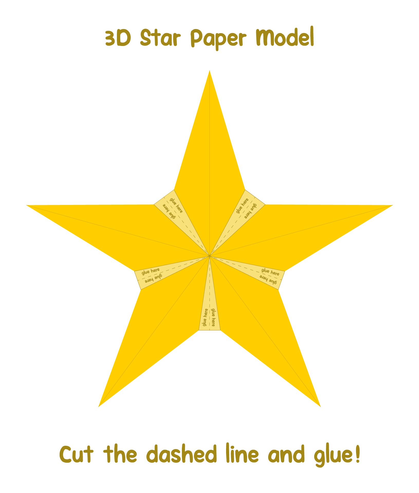 3D Star Paper Model Christmas Tree Printable Template
